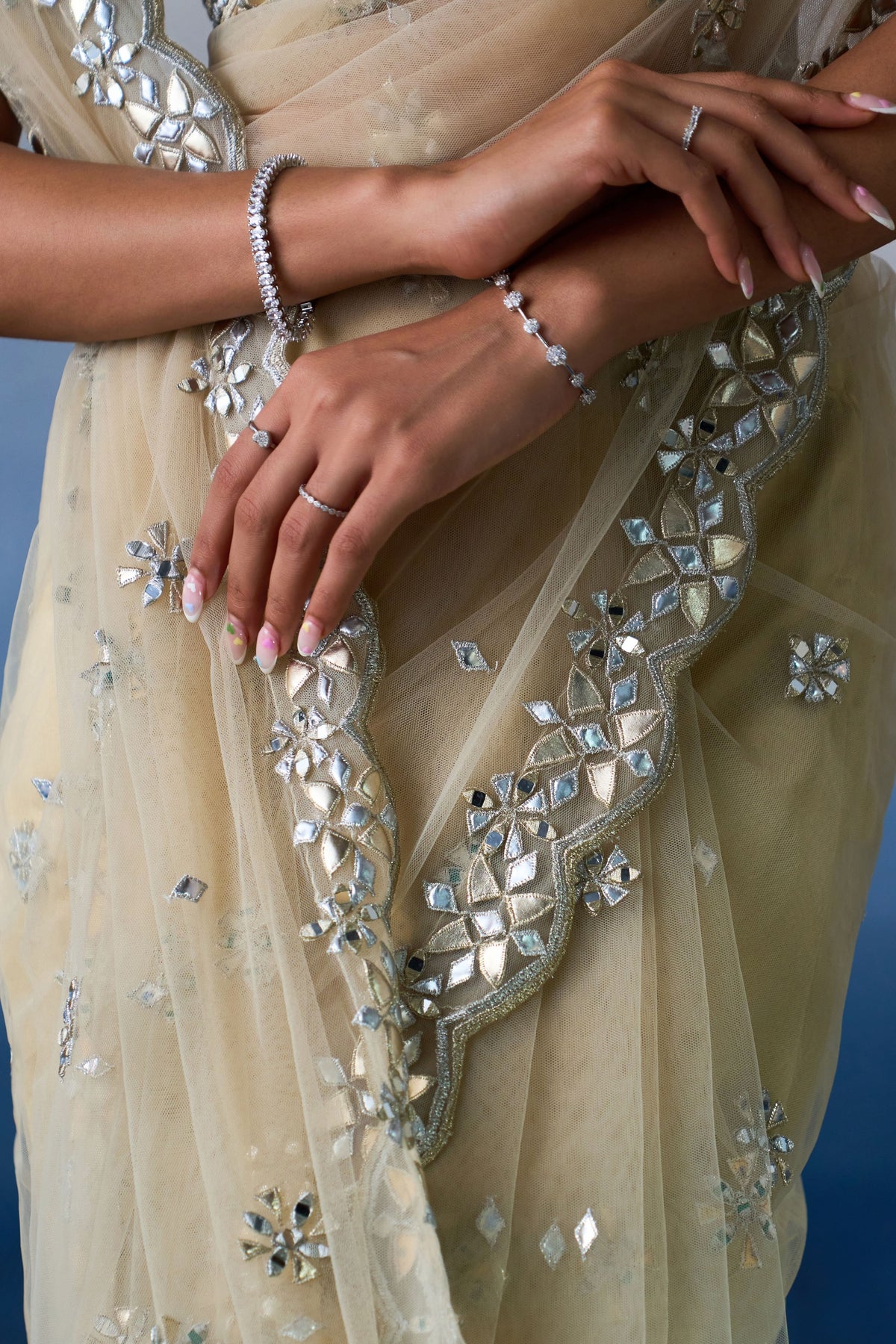 Gold Embroidered Saree Set