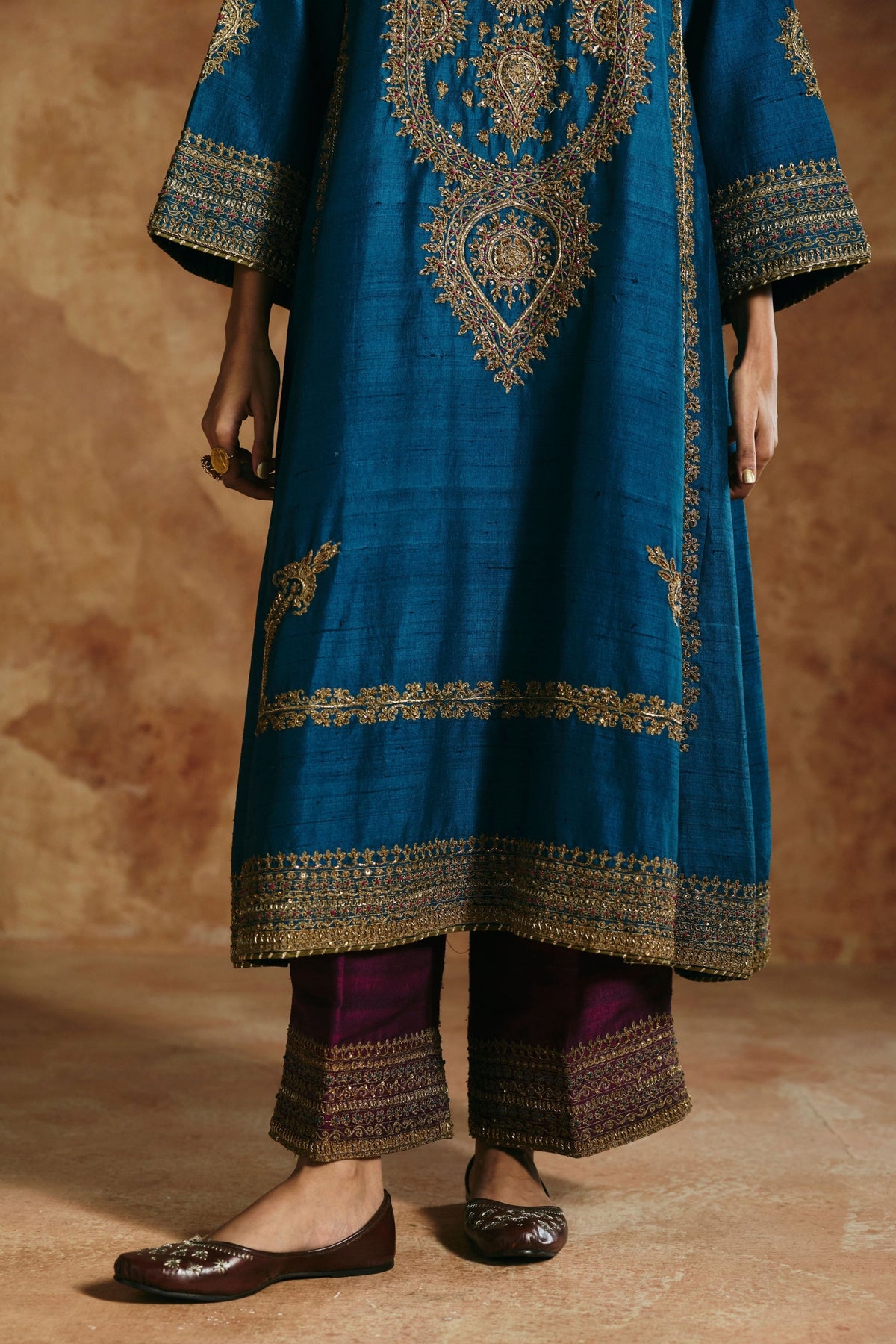 Teal Blue Sindh Kurta Set