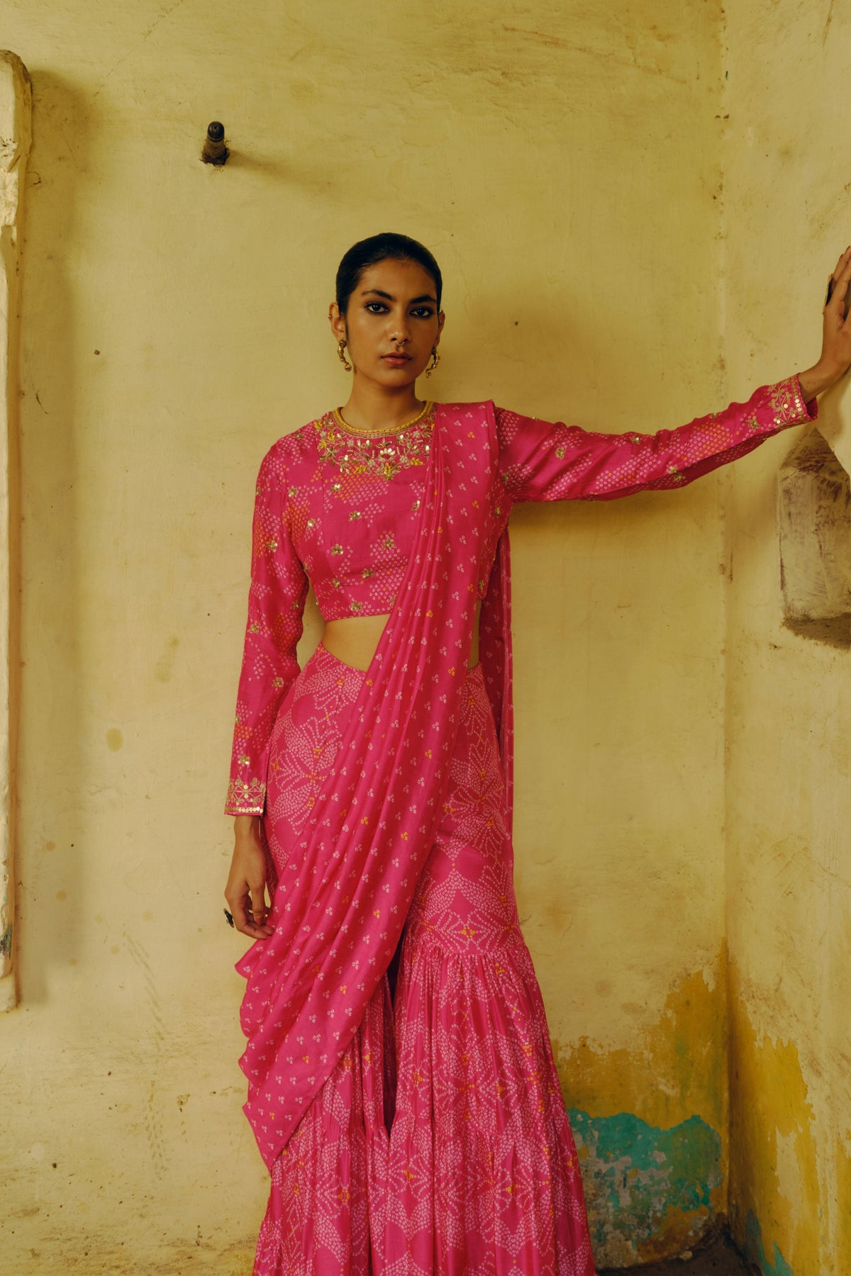 Rani Pink Sharara Saree