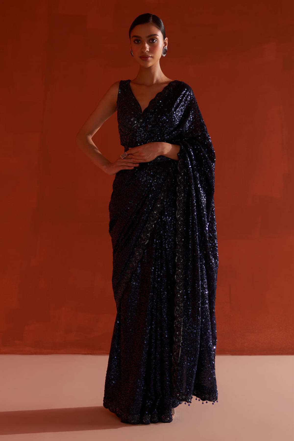 Midnight Blue Georgette Saree