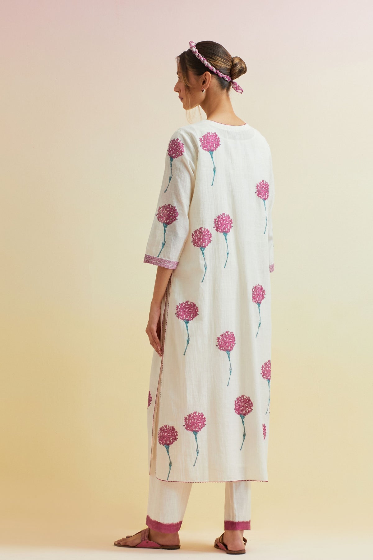 Off-white Embroidered Kurta Set