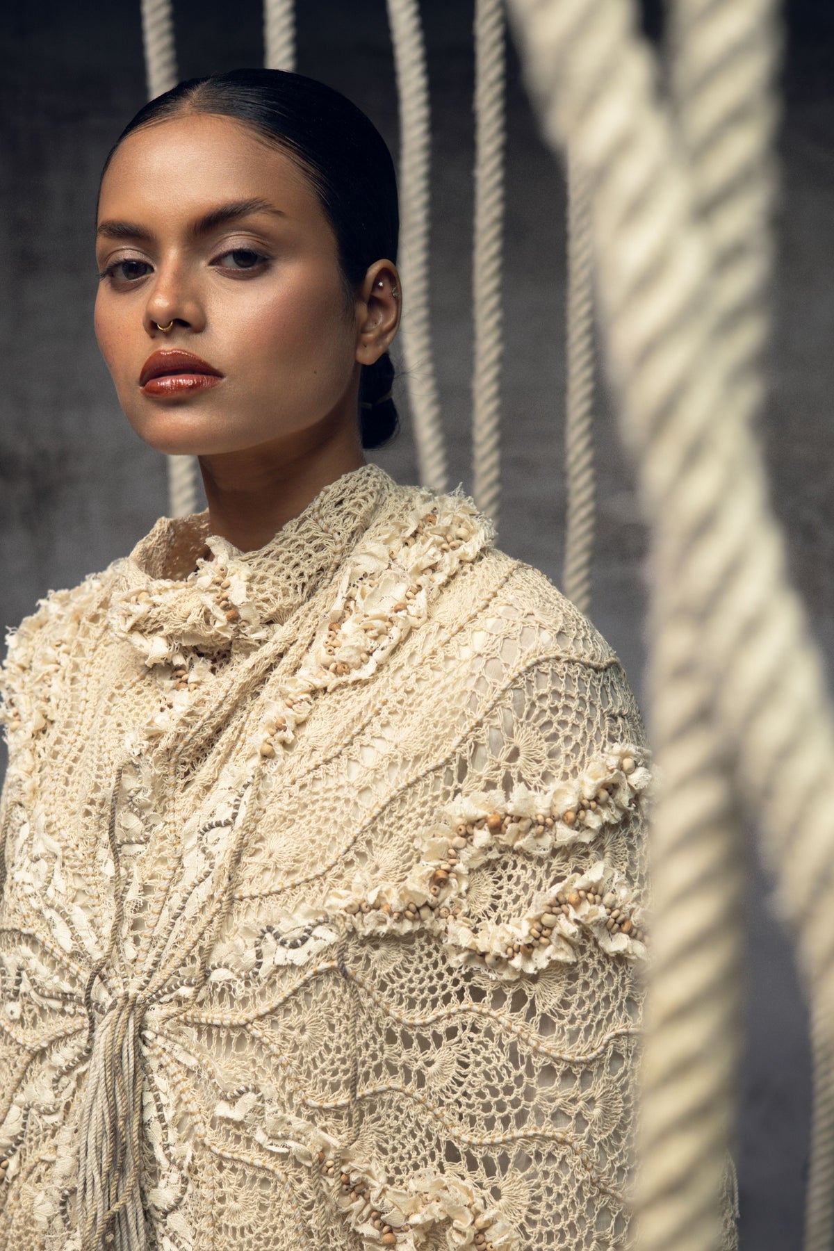 Ivory Crochet Lace Cape