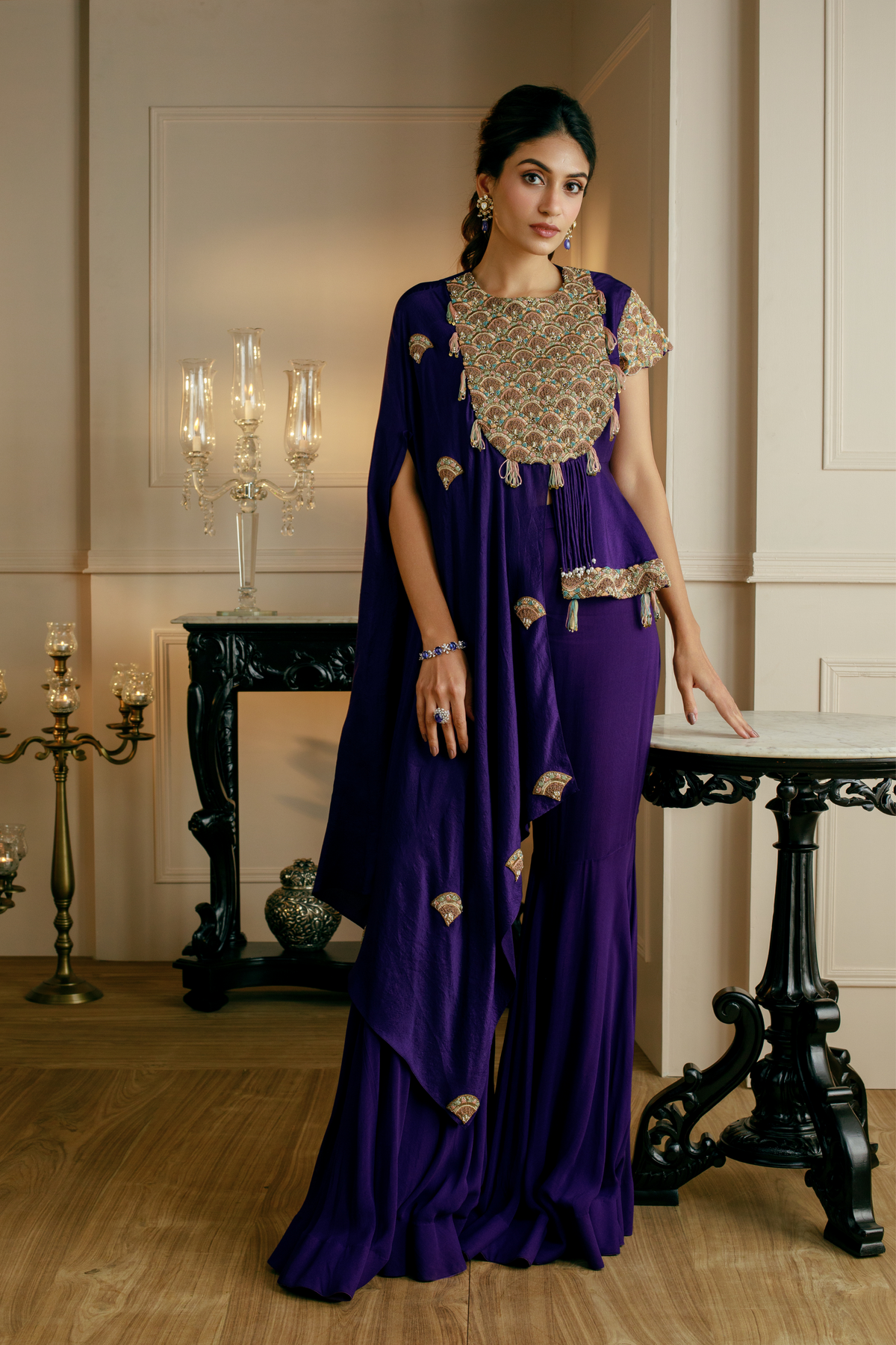Purple Embroidered Co-order Set