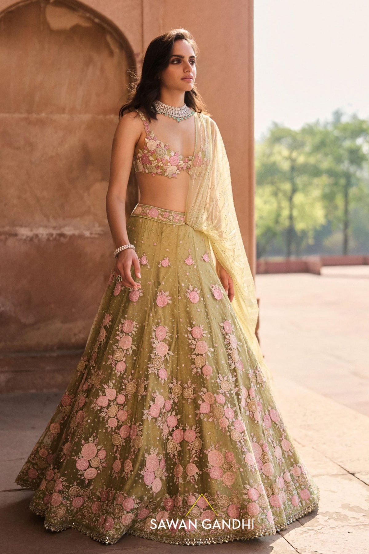 Pista Green Lehenga Set