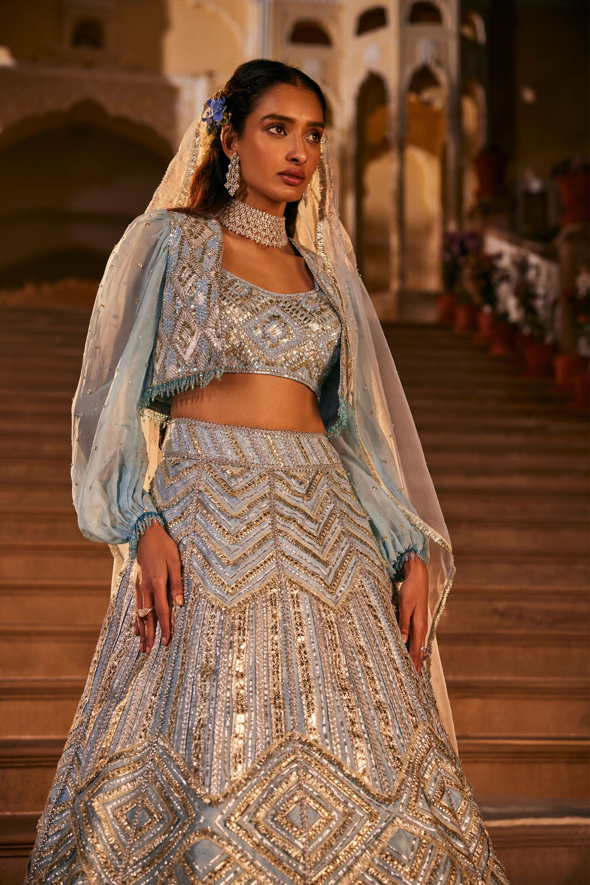 Blue Shehzadi Lehenga Set