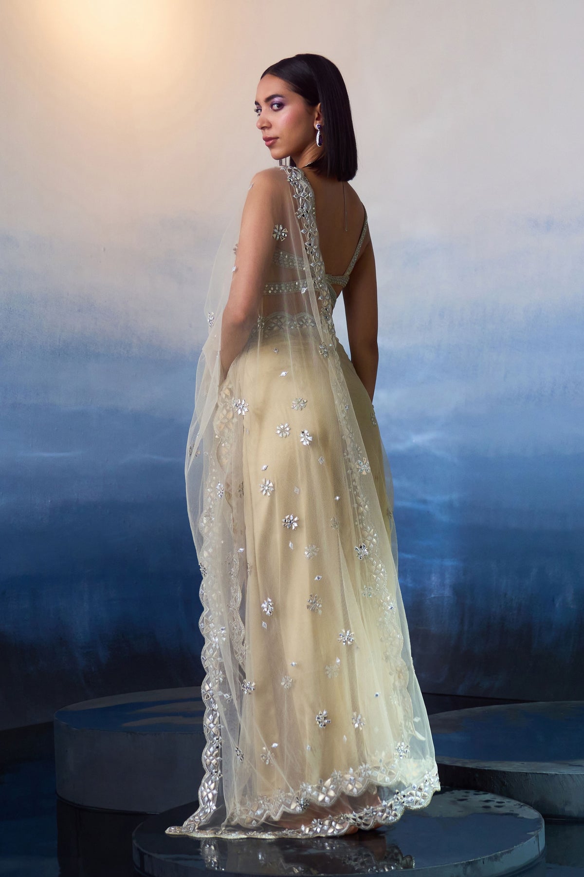 Gold Embroidered Saree Set