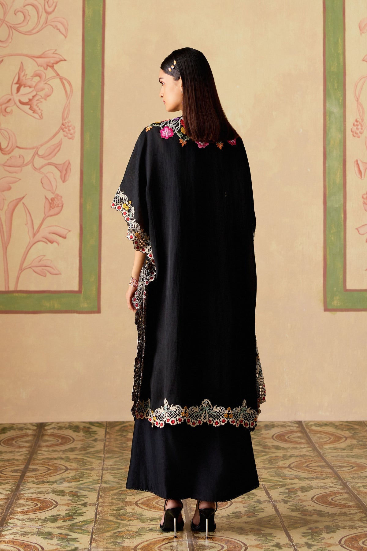 Black Floral Kaftan