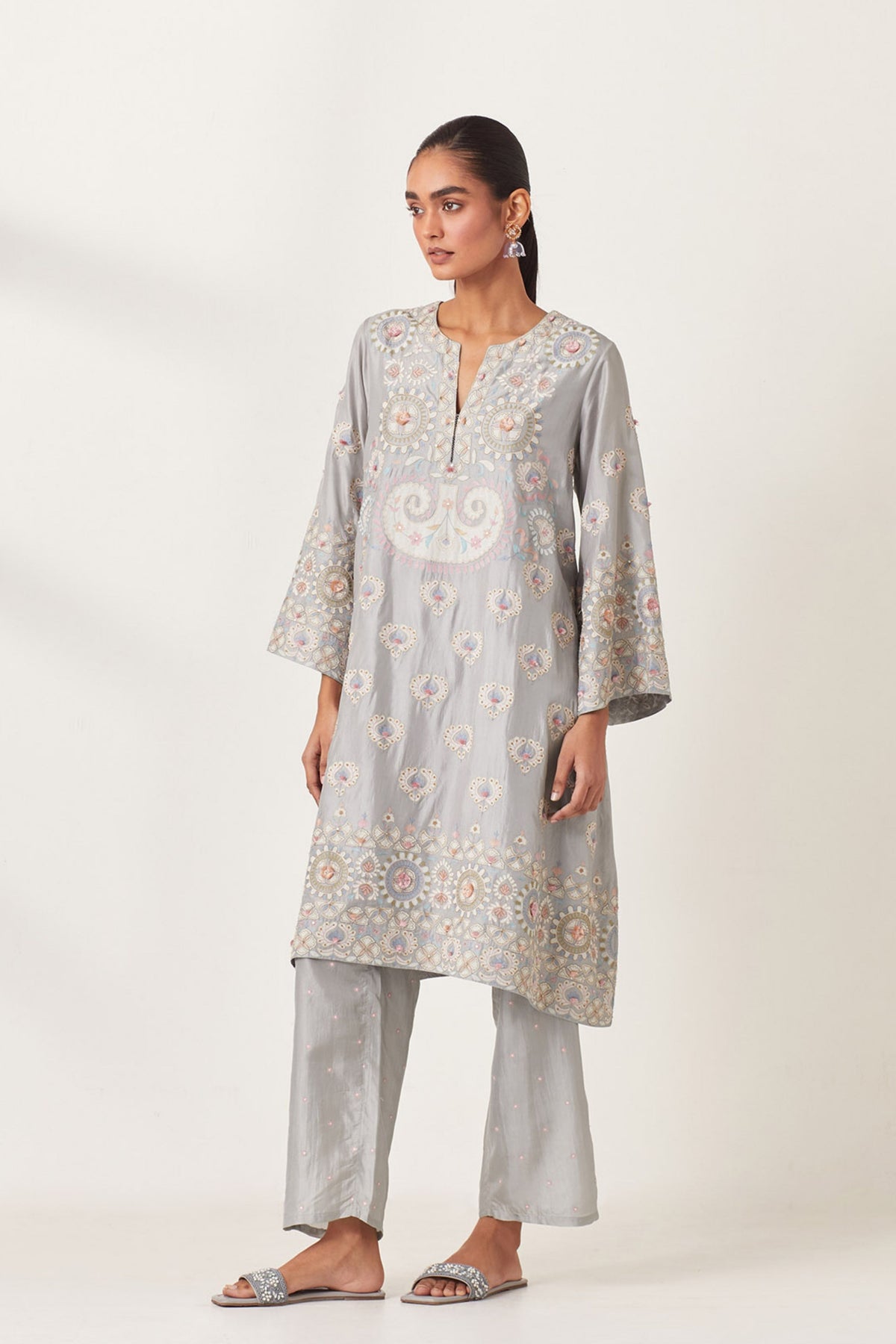 Blue Silk Straight Kurta Set