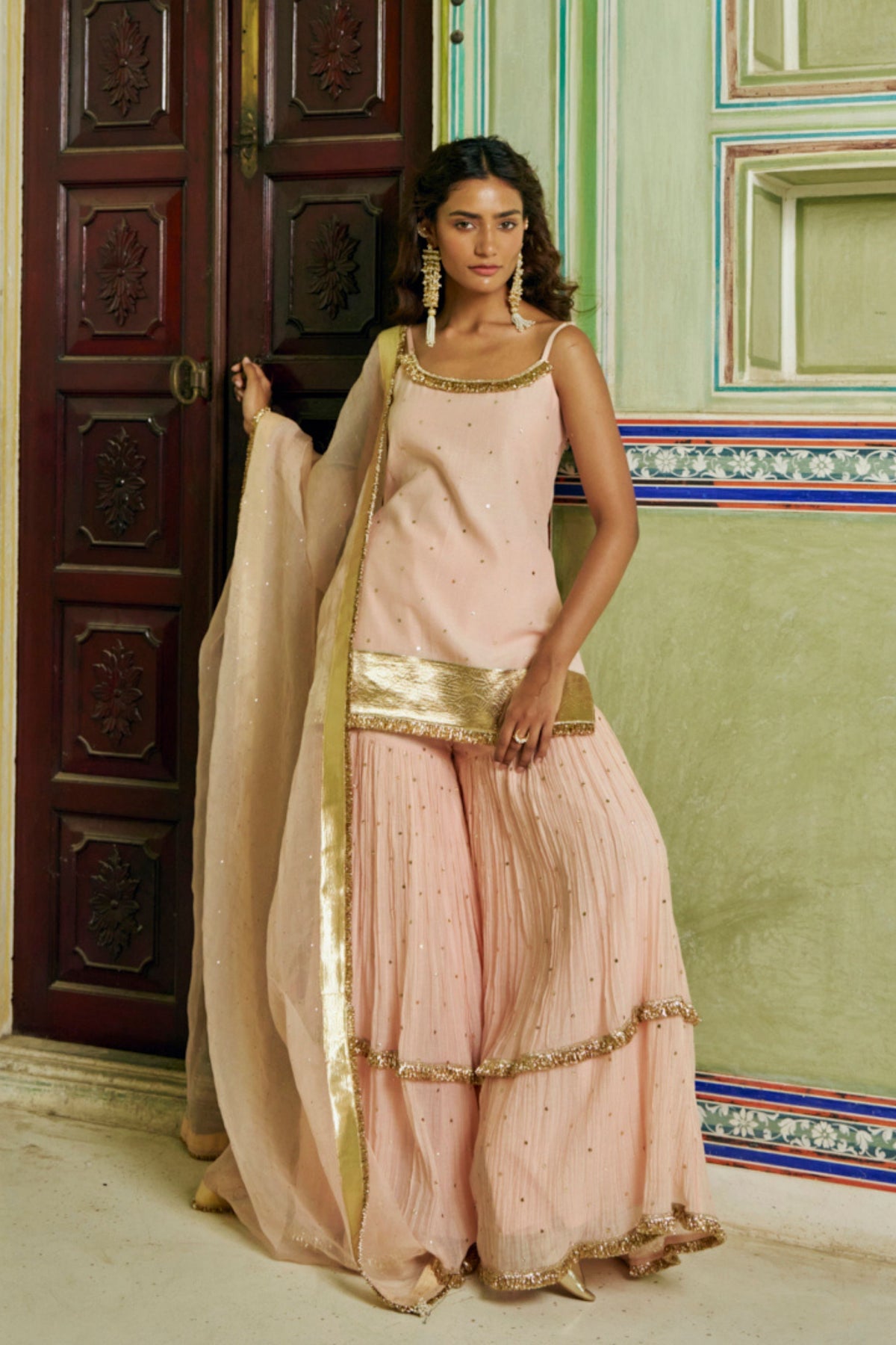 Vintage Blush Spaghetti Sharara Set