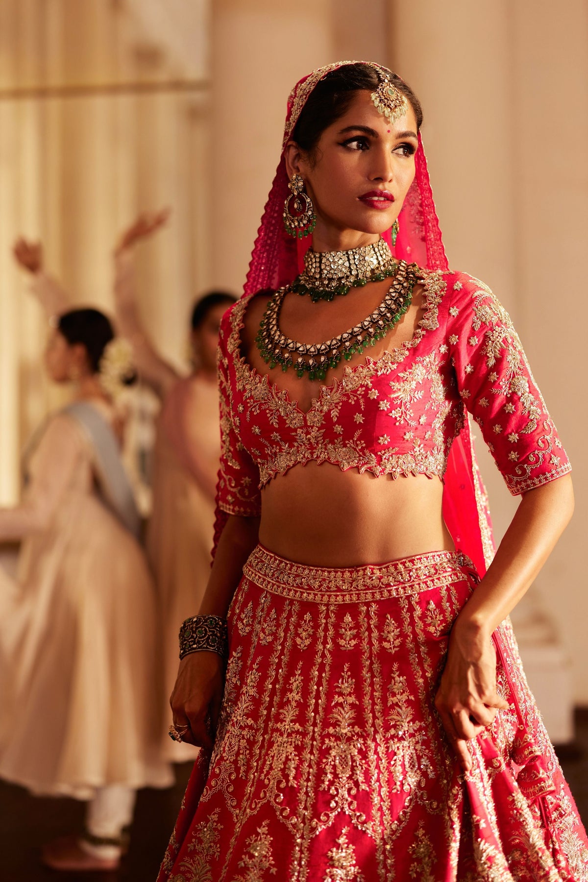 Cherry Red Bouquet Lehenga Set