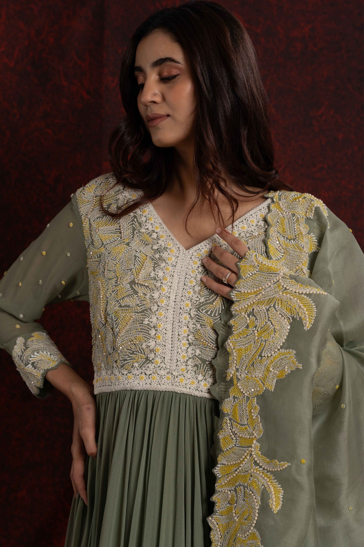 Green Anarkali Set