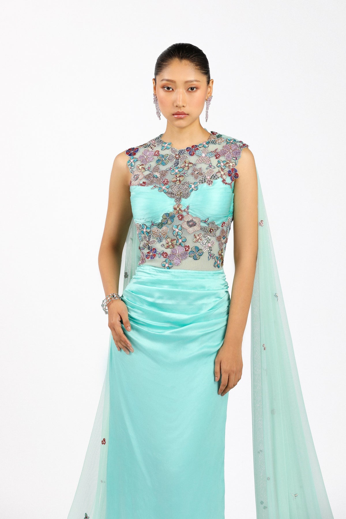 Vivelise Satin Ruffled Gown
