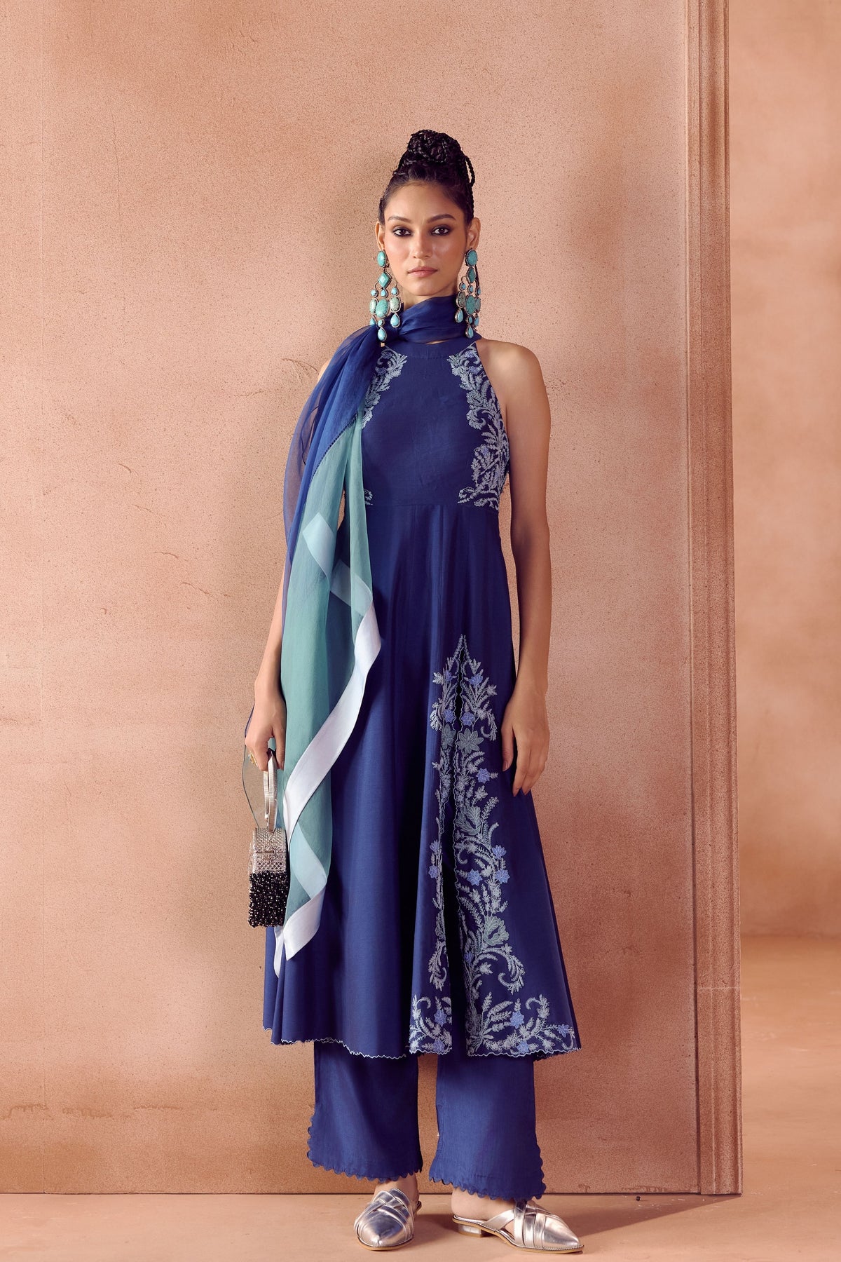Blue Anarkali Set