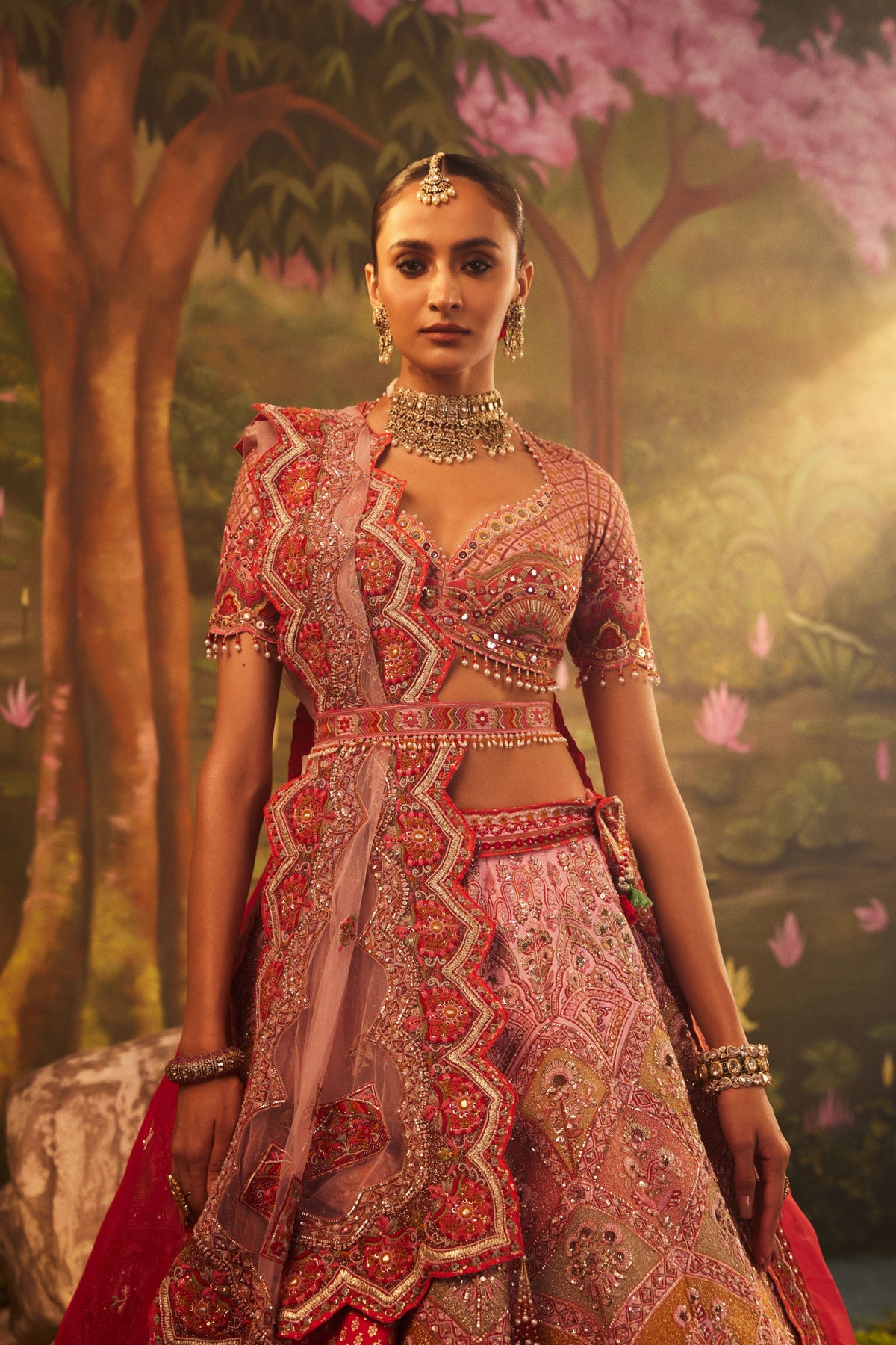 Pink Silk Mirror Sequence Lehenga