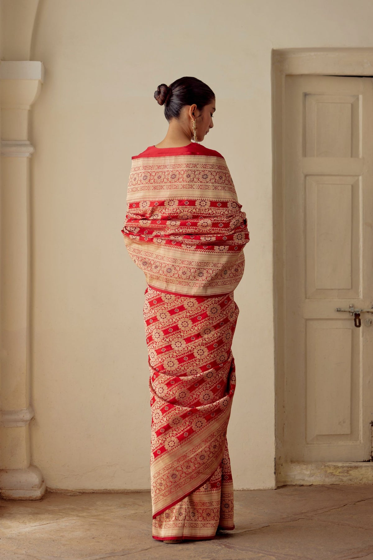 Gehana Handwoven Red Brocade Saree