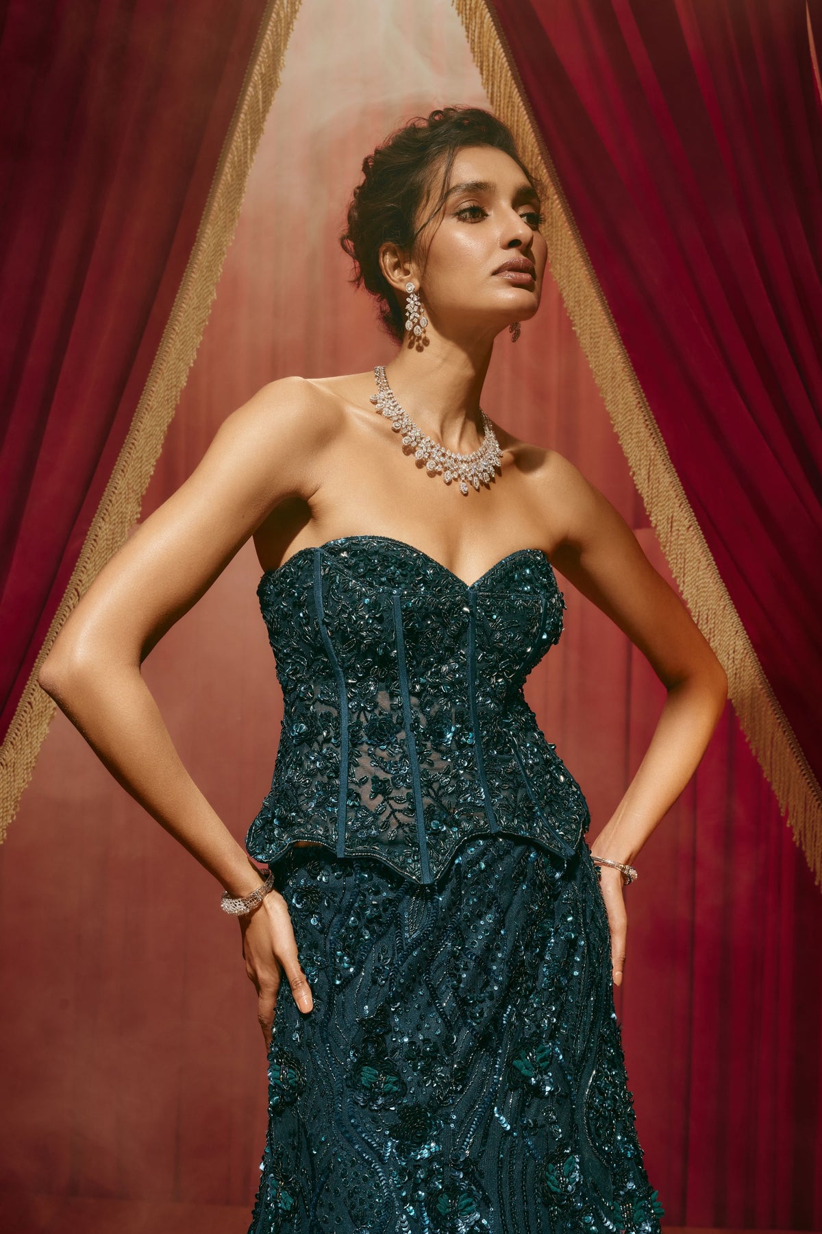 Marian Royal Blue Lehenga Set