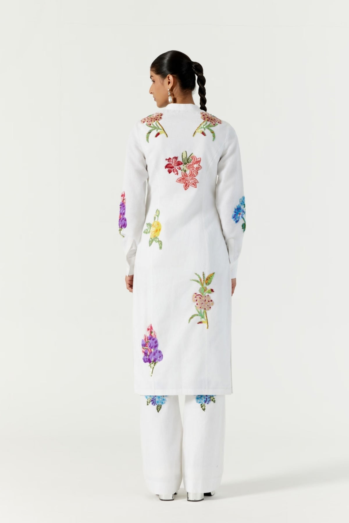 White Botanical Kurta