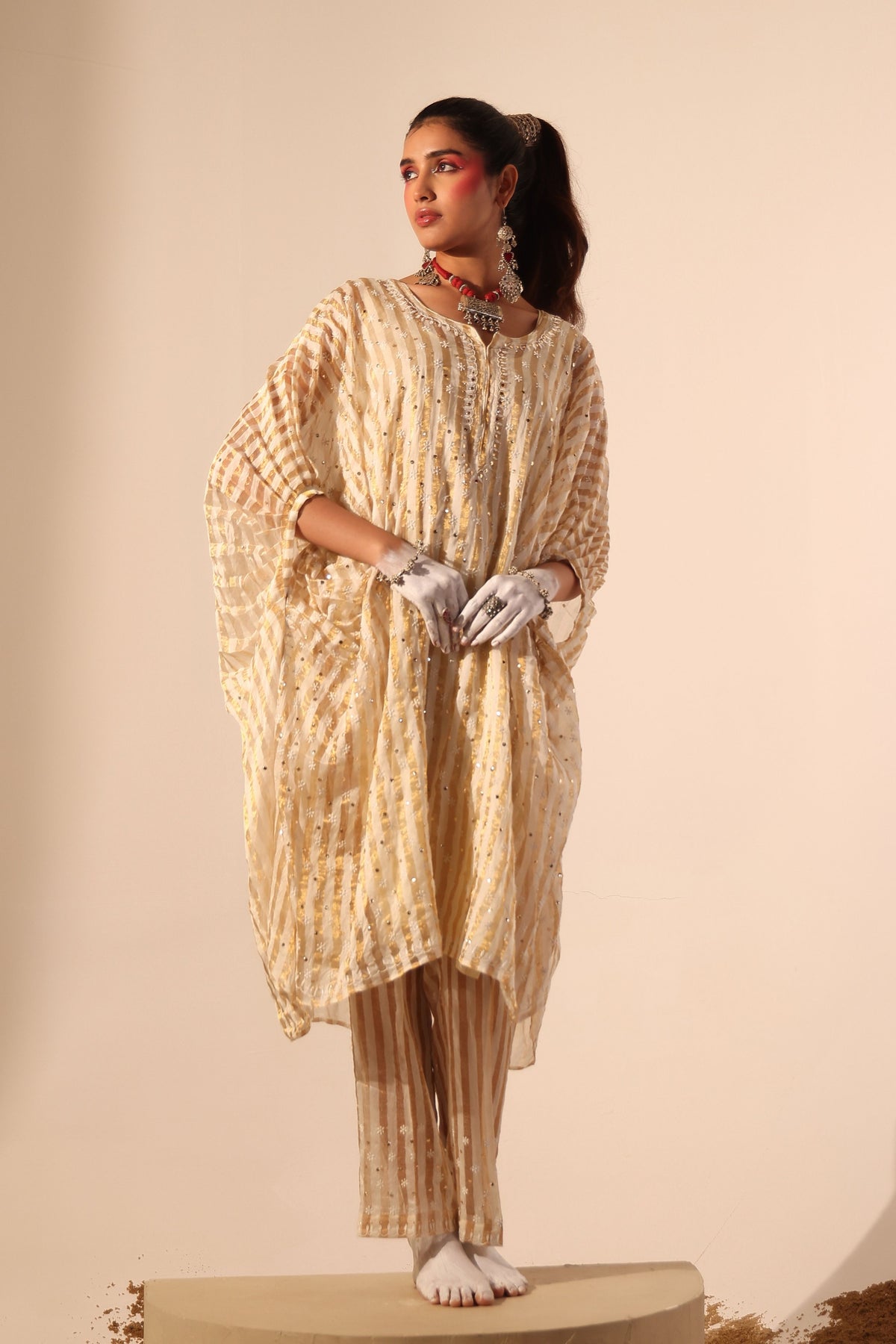 Gold Zari Kaftan Set