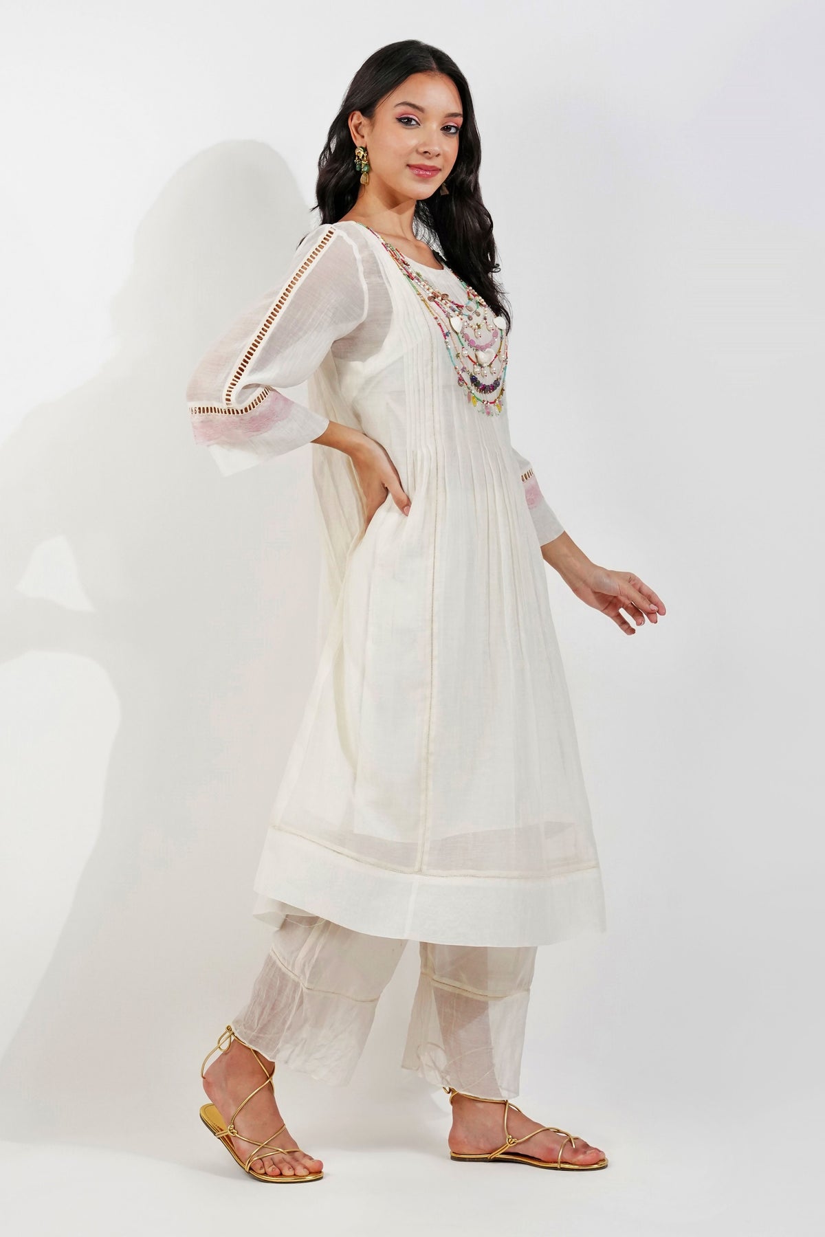 Fliry Pleats Shabby-chic Tunic Set