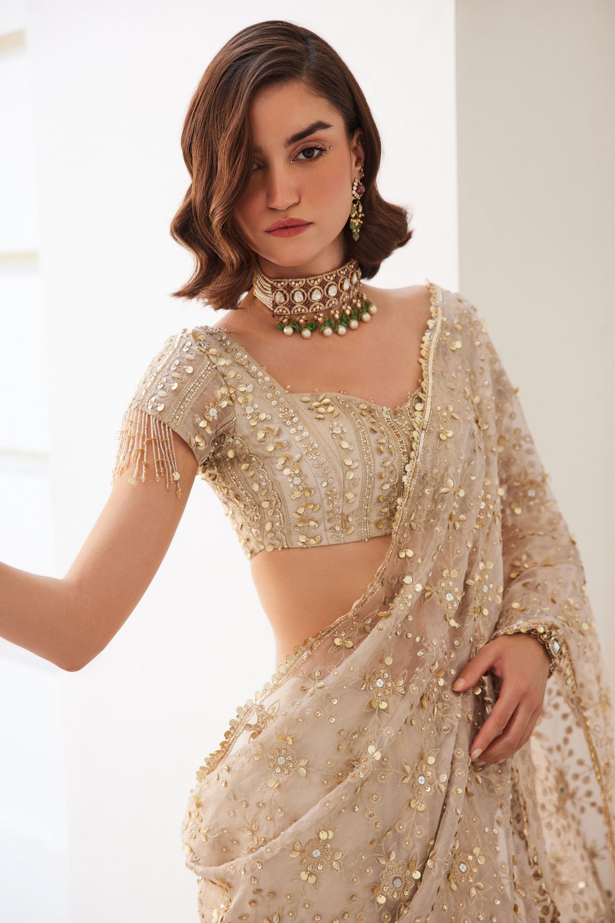 Tissue Pre-drape Saree
