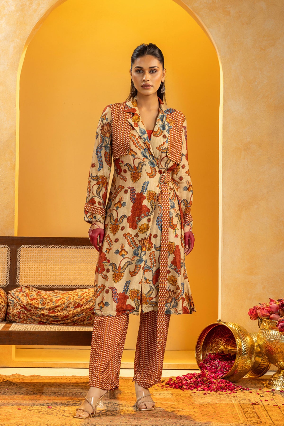 Beige Layered Kurta Set