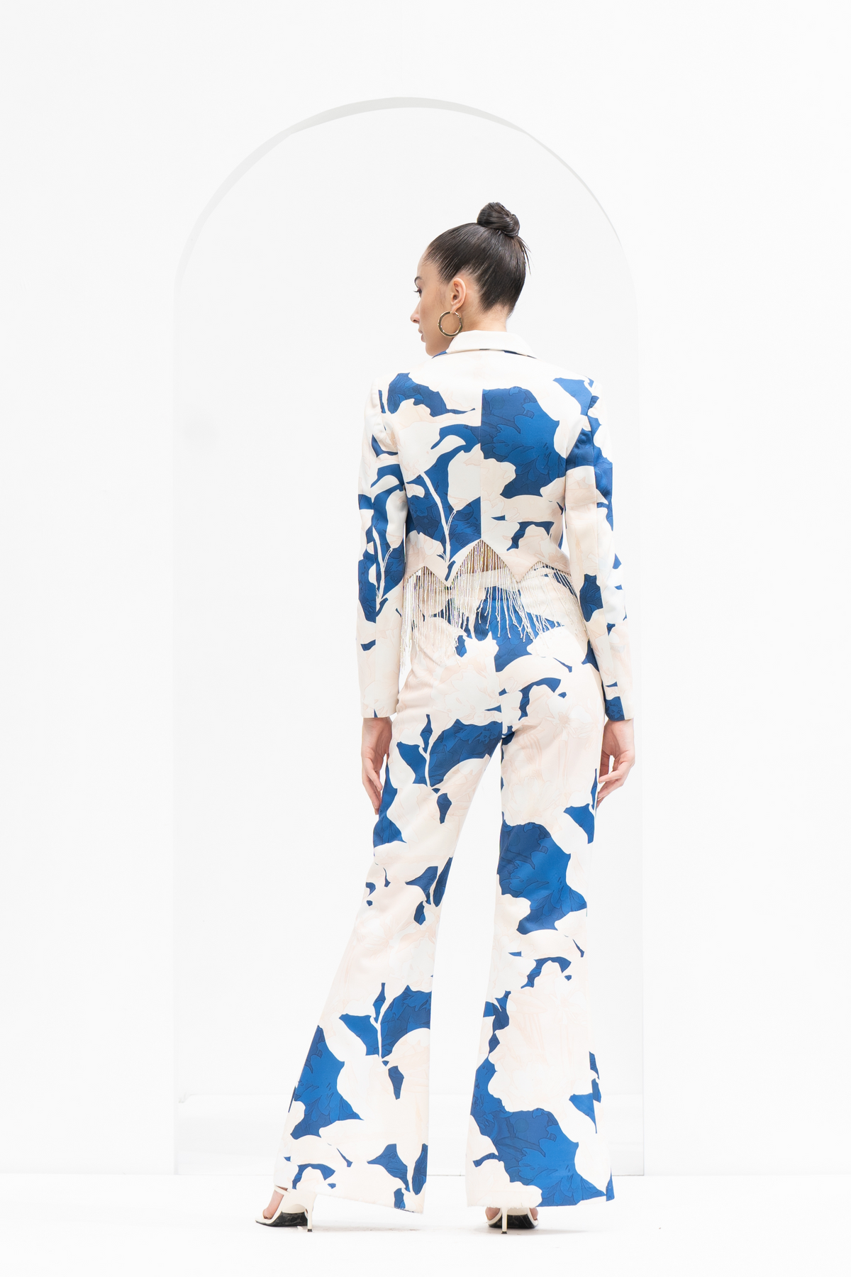 Mystic Blue Texture Printed Foma Jacket Set