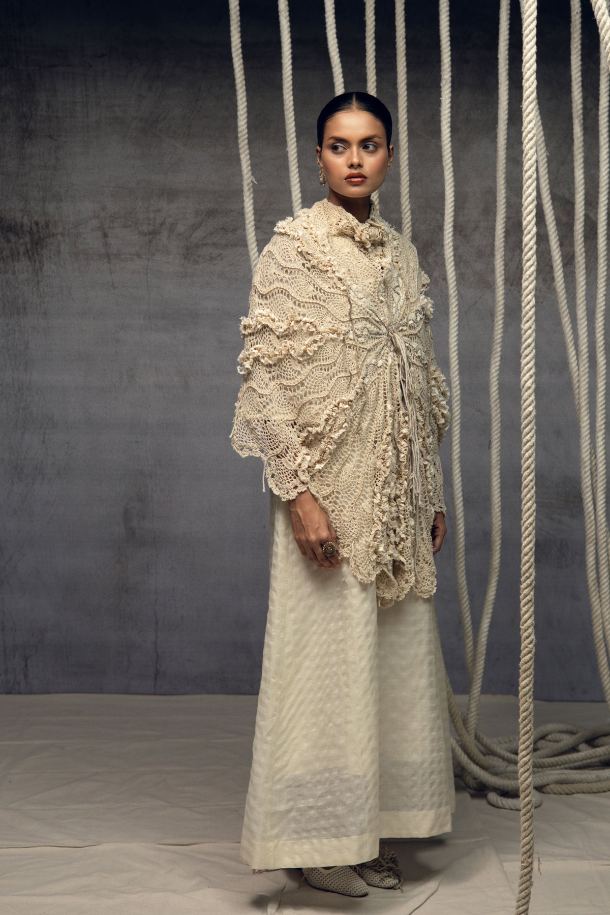 Ivory Crochet Lace Cape