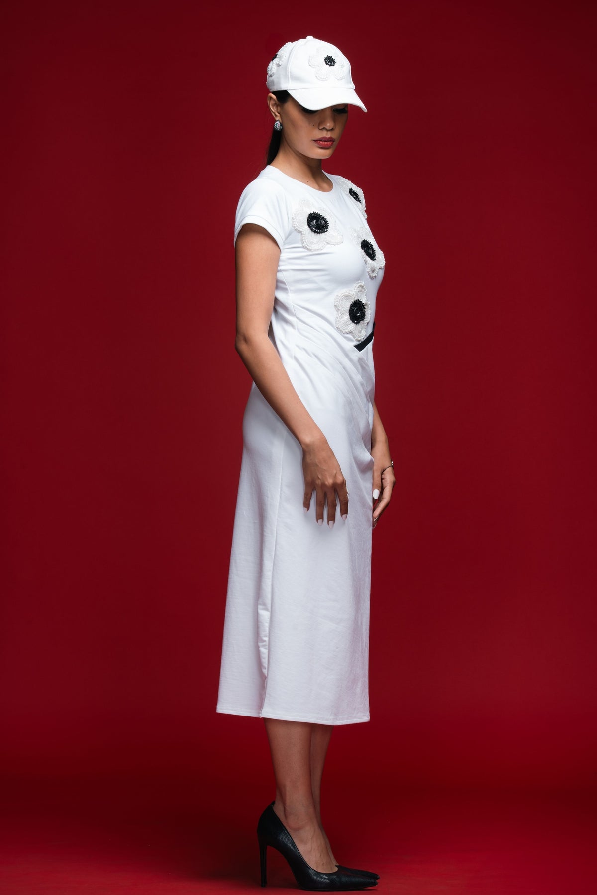 Contrast Bloom Column Dress