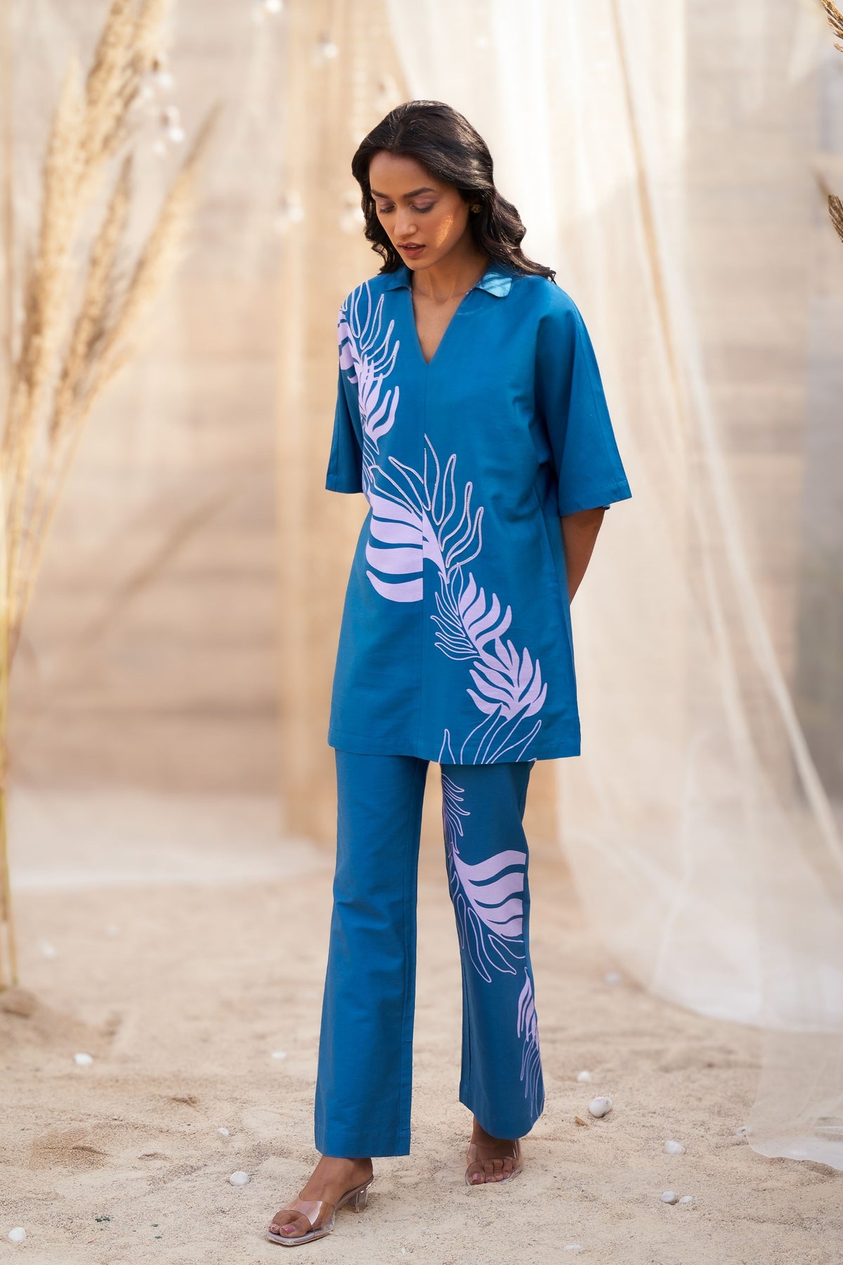 Reveria Collared Tunic Set