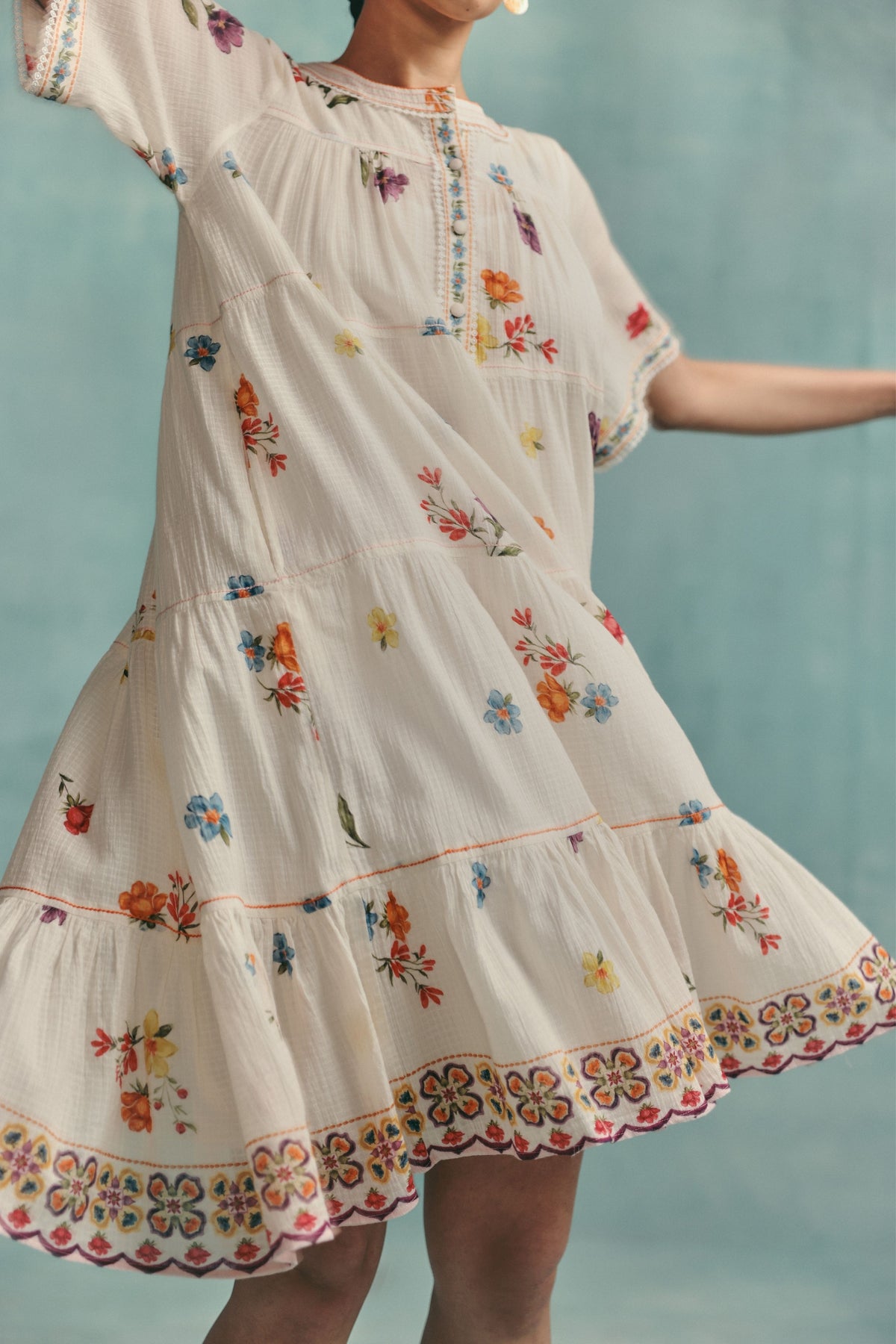 Daisy Ecru Tiered Dress