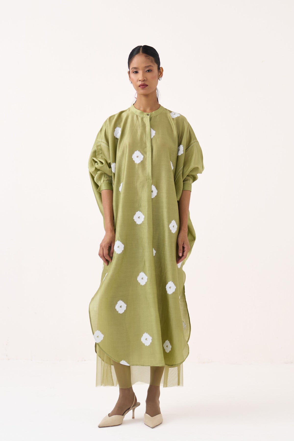 Block Print Bat Sleeve Dress
