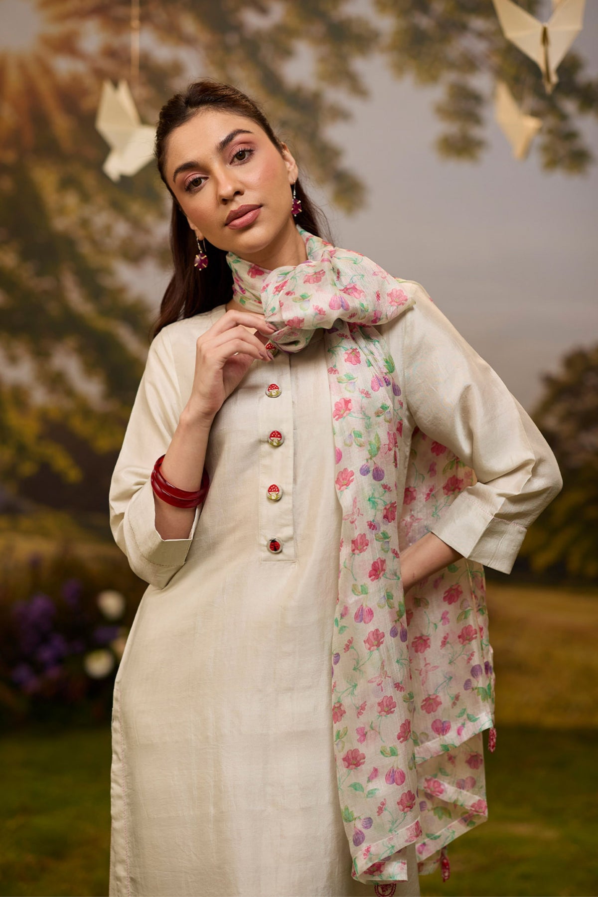 Garden's Edge Ivory Kurta Set