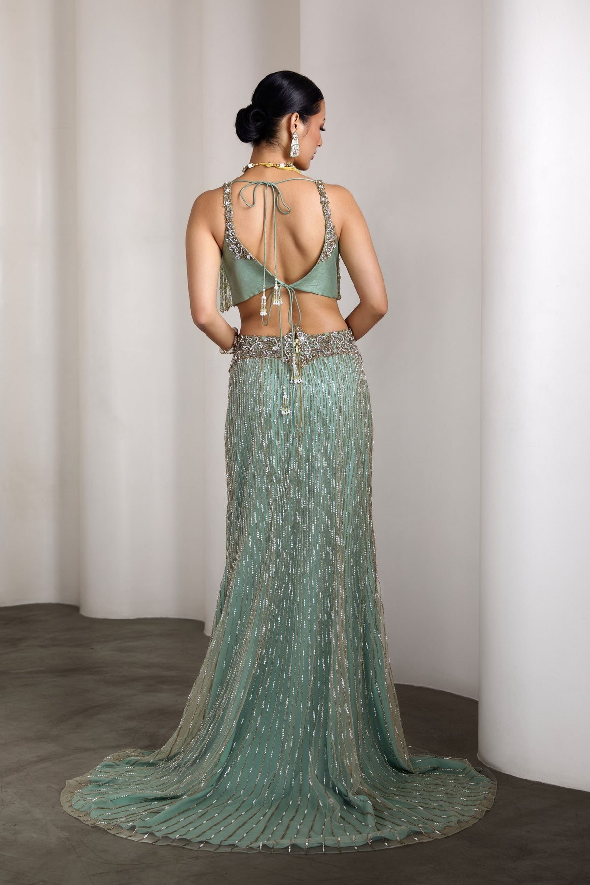 Aqua Embellished Lehenga Set