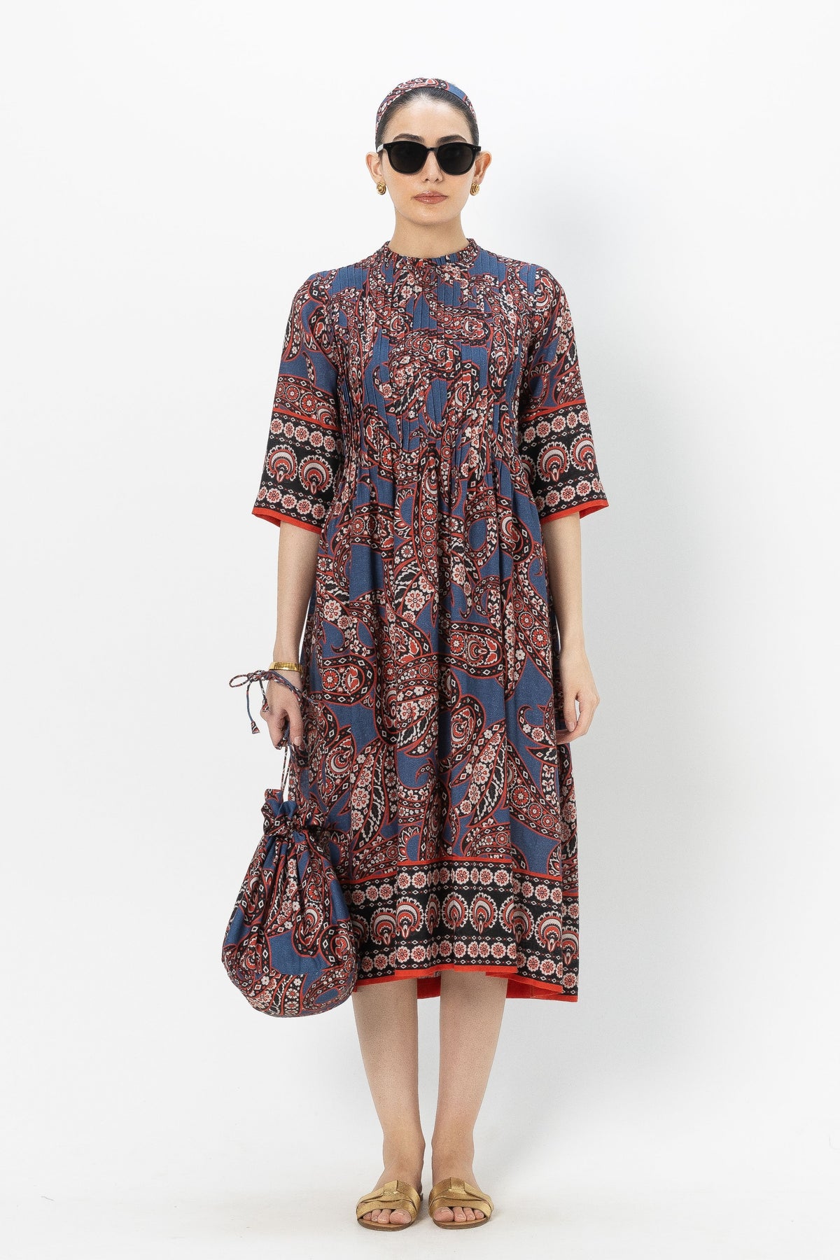 Deniz Pleated Midi Dress