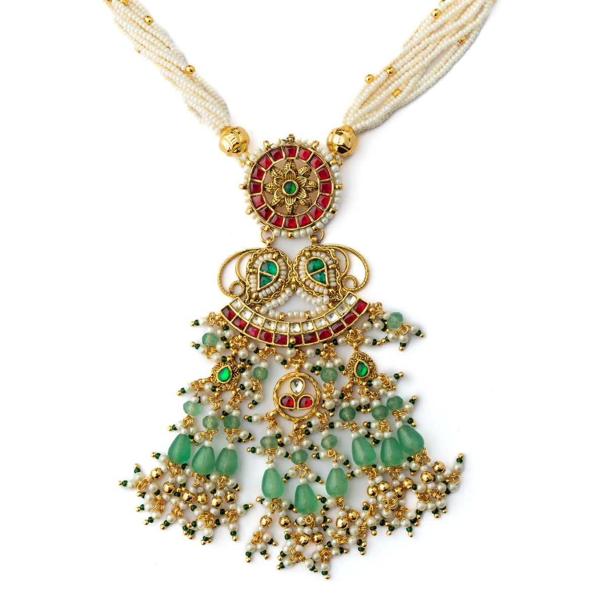 Green Polki Necklace Set