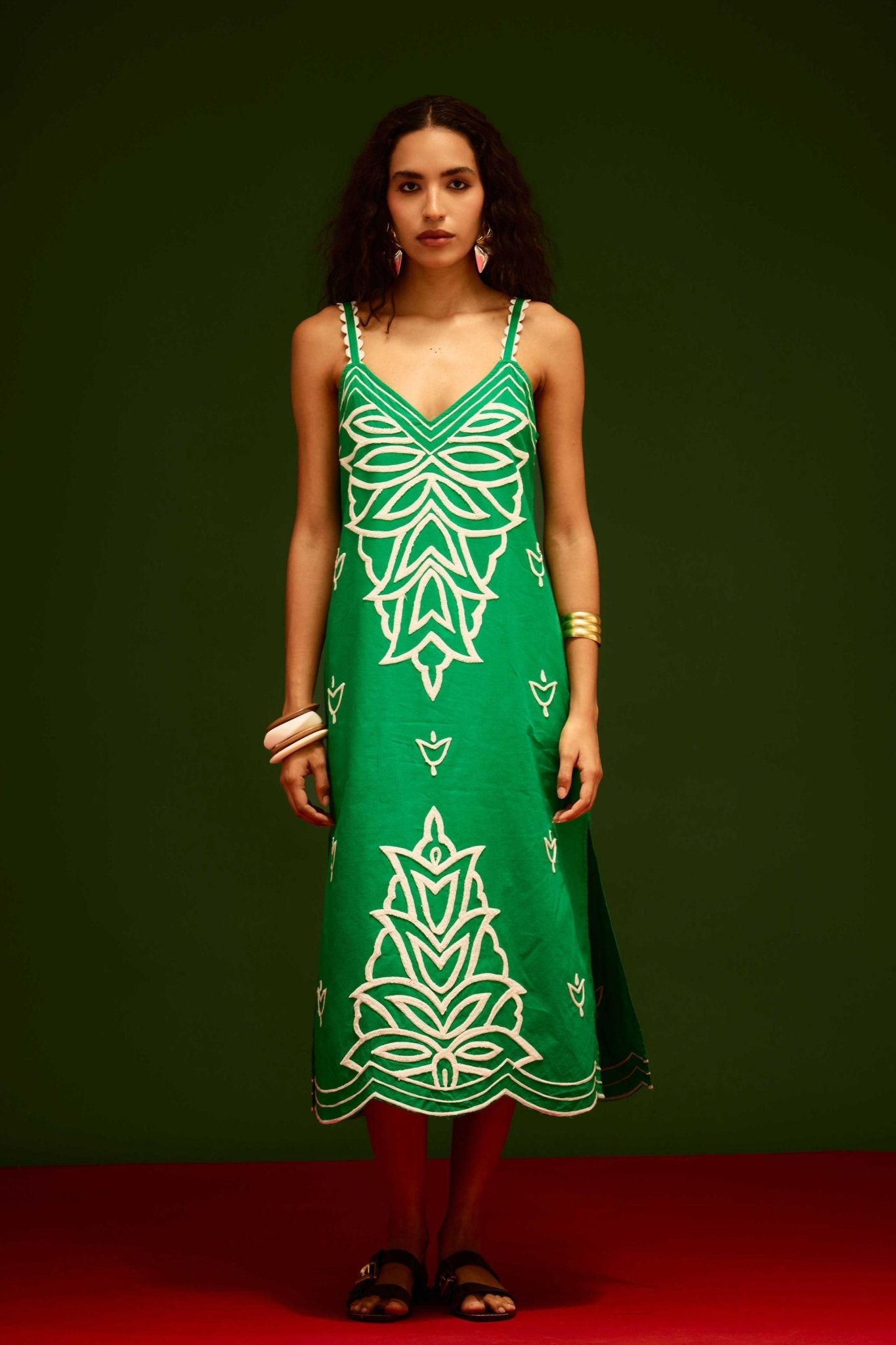 Green Strappy Dress - Indian Summer Story - Elahe