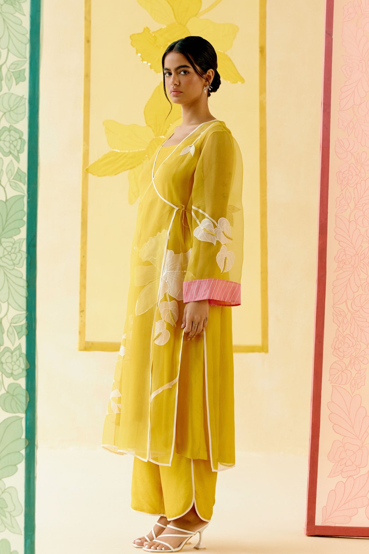 Mustard Applique Kurta Set