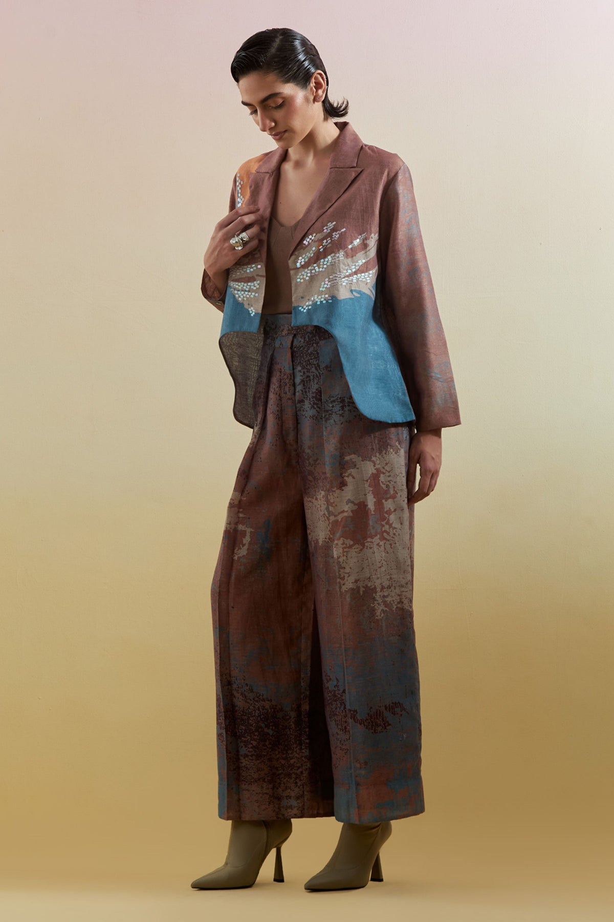 Asymmetrical Jacket Set