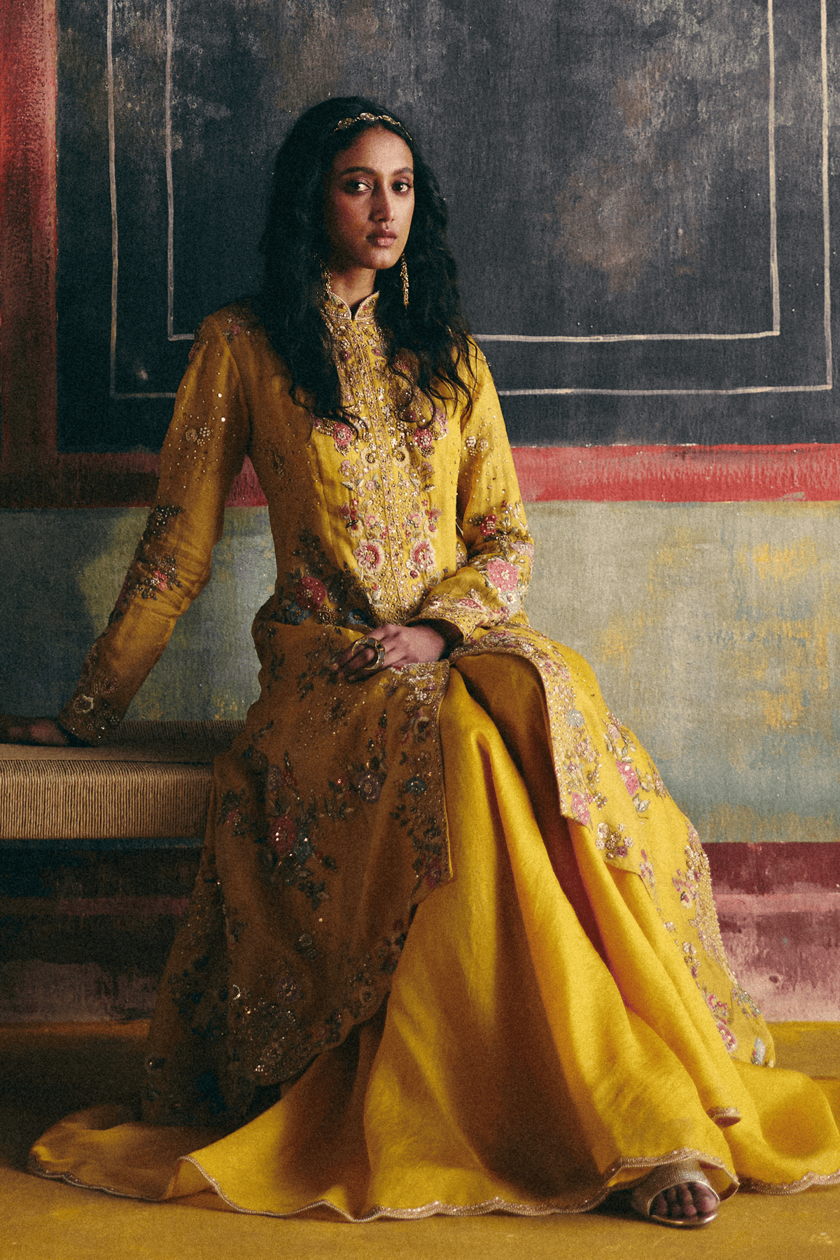 Yellow Long Jacket With Sharara