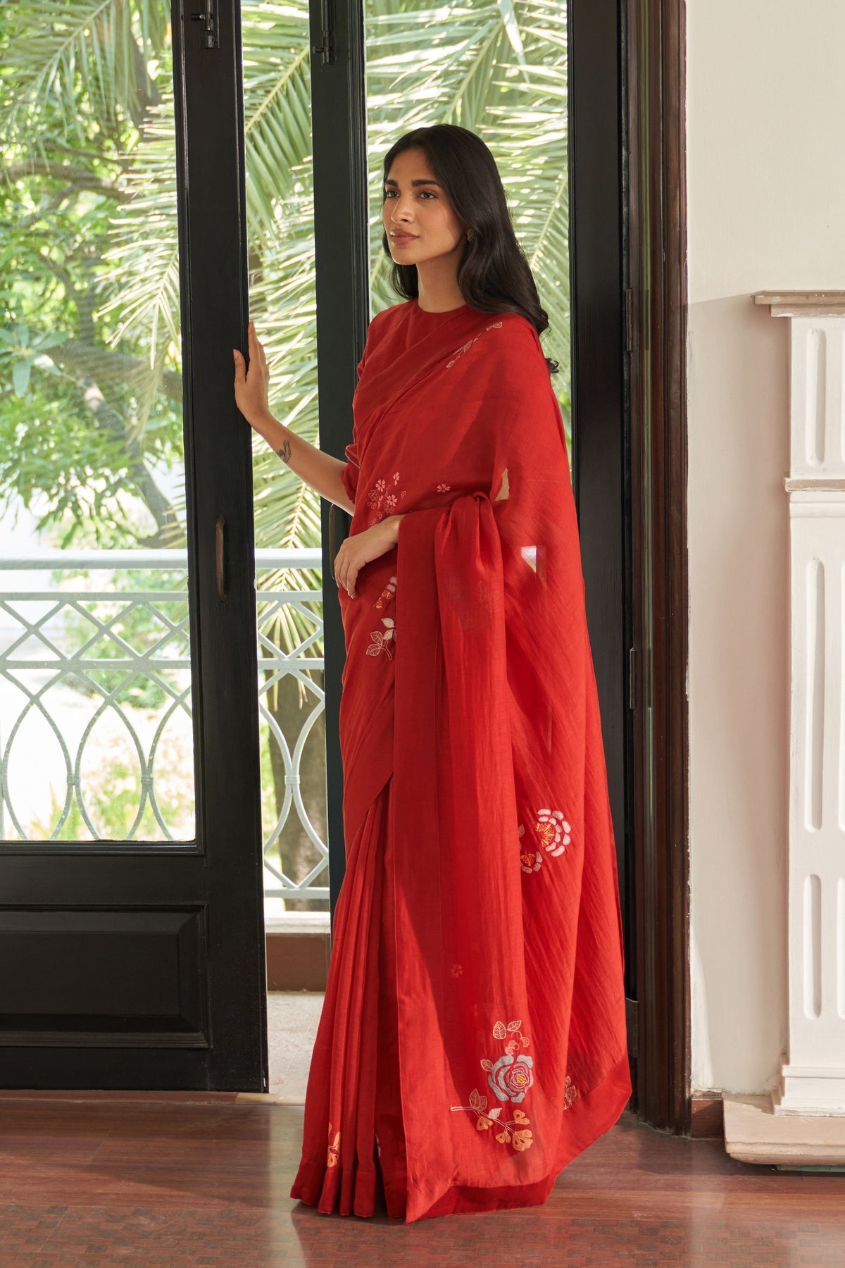 Poppy Embroidered Saree