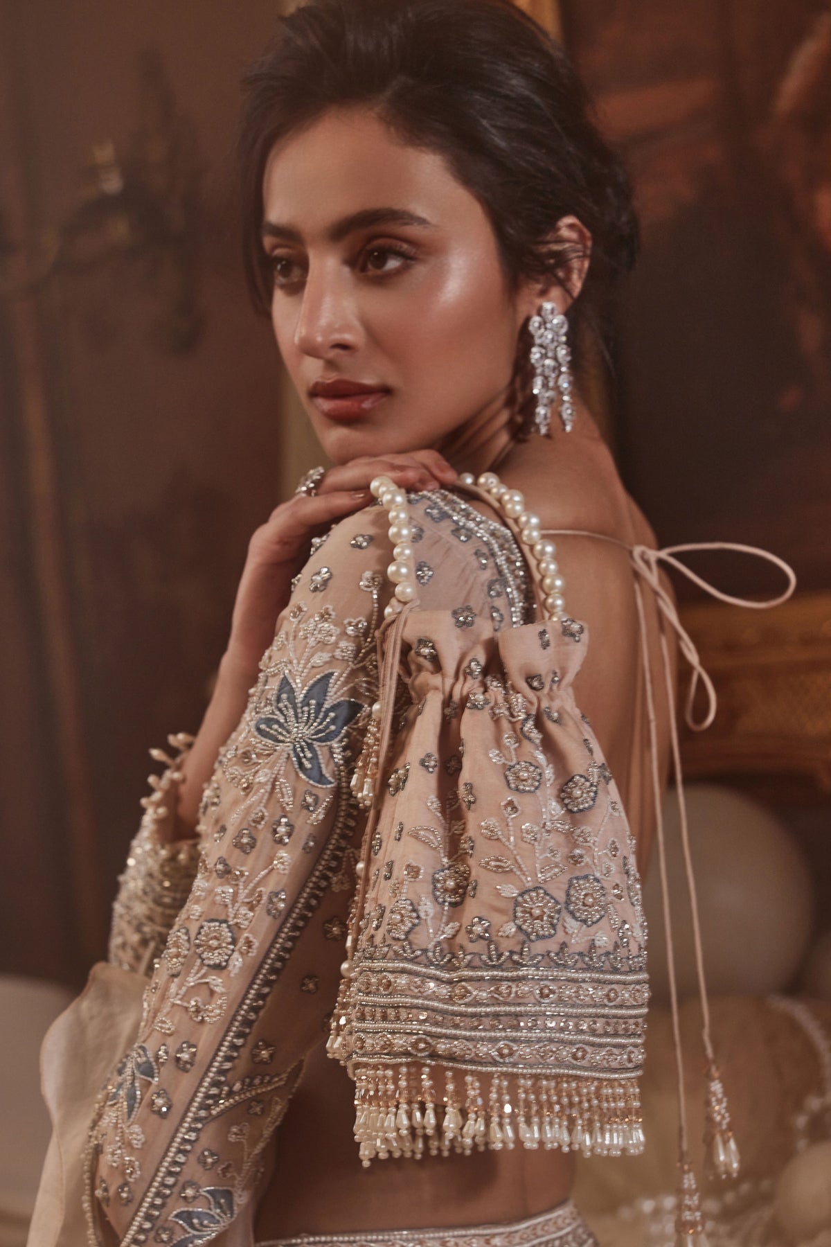 Adileh Peach Draped Saree