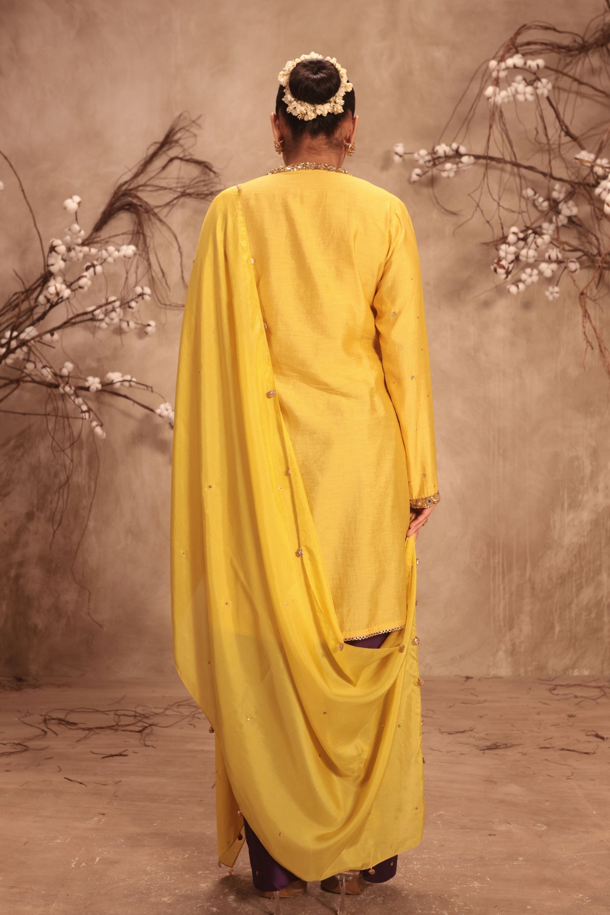 Yellow Jaal Kurta Set