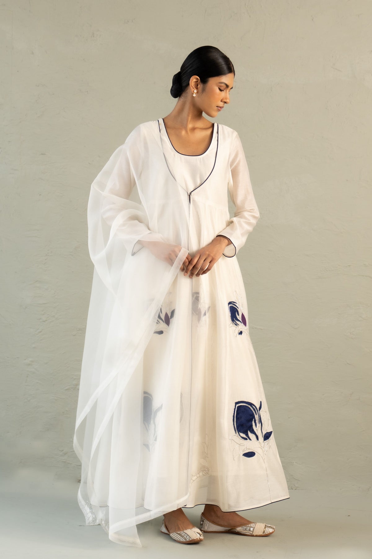 Blue Edit Anarkali With Dupatta