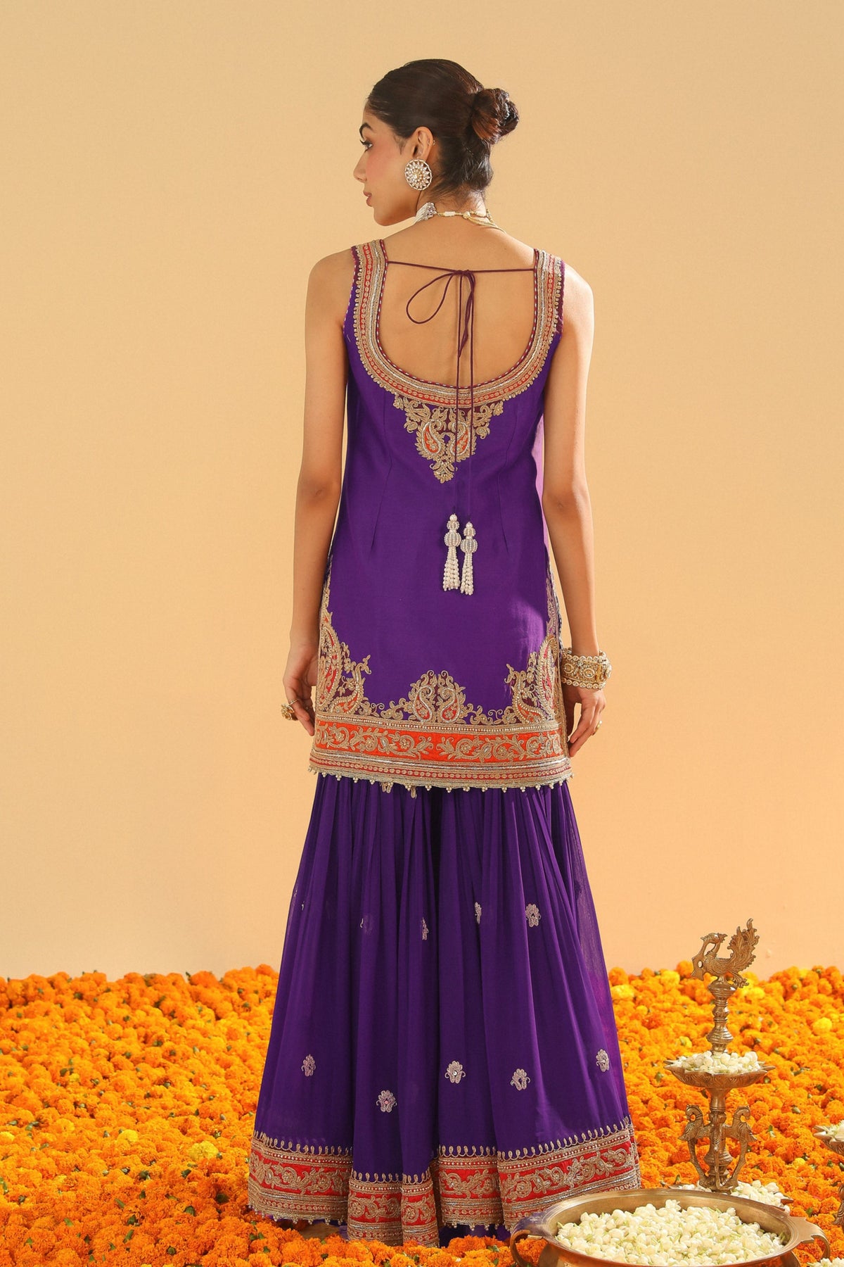 Purple Kurta Sharara Set