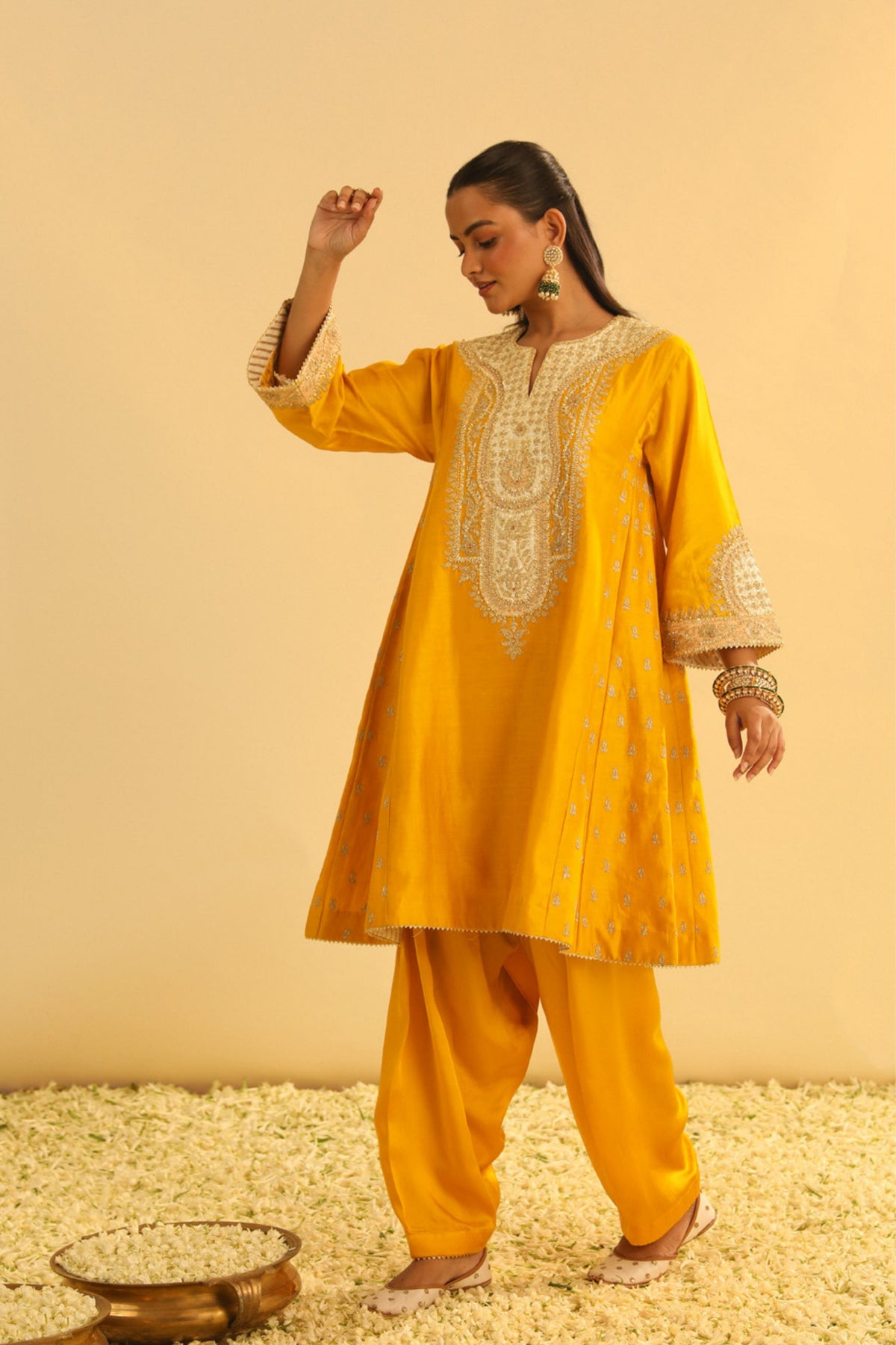 Arisana Mustard Kalidaar With Salwar