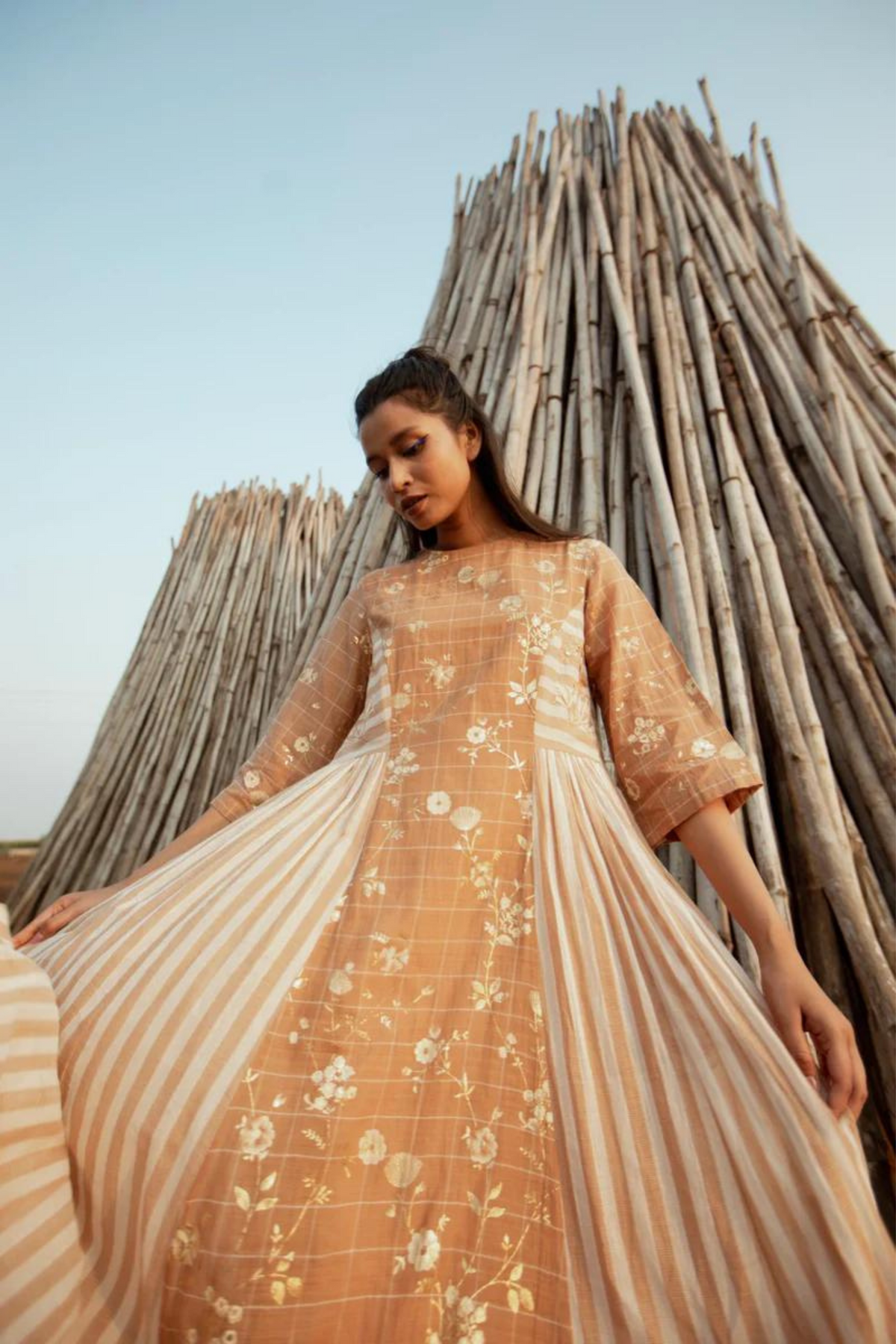 Floral Foil Print Kurta Set