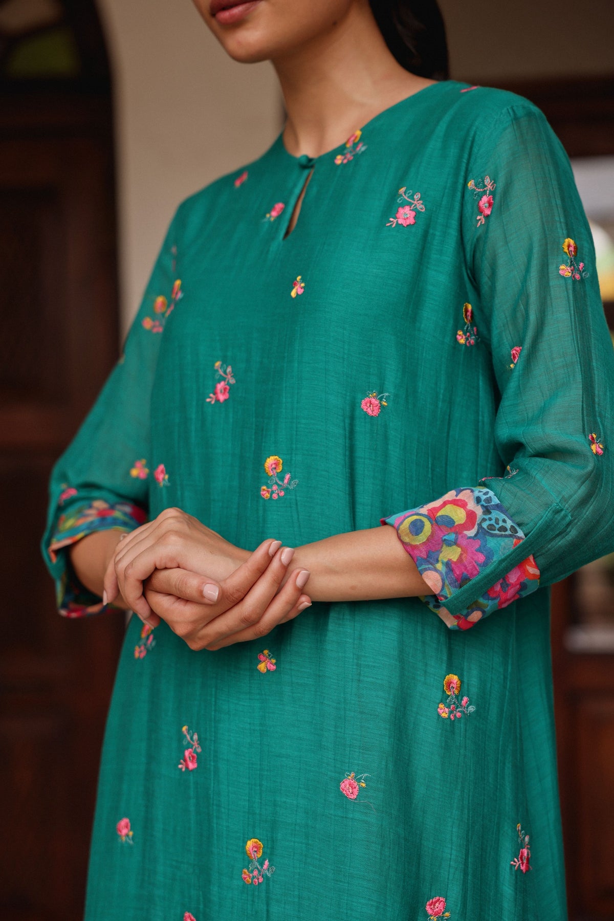 Teal Bloom Tunic Set