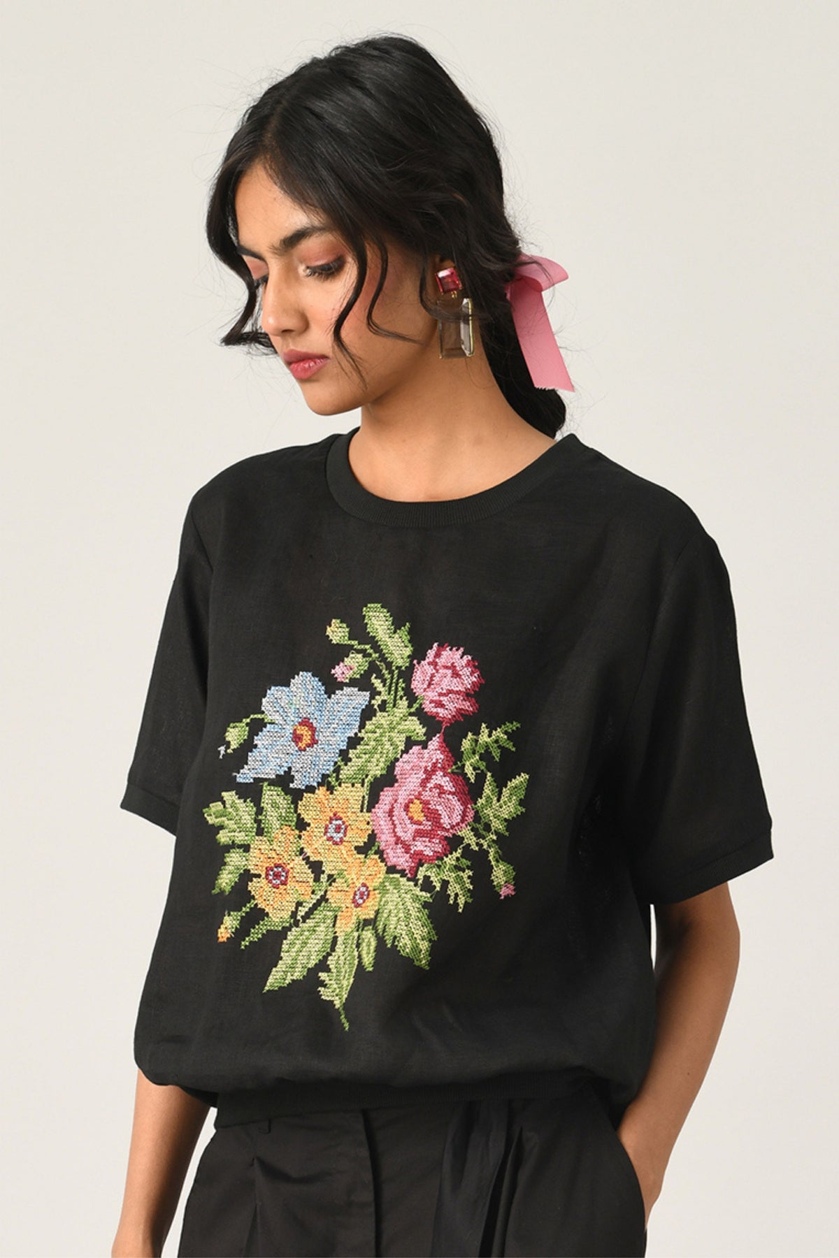 Black Ekstase Embroidered Top