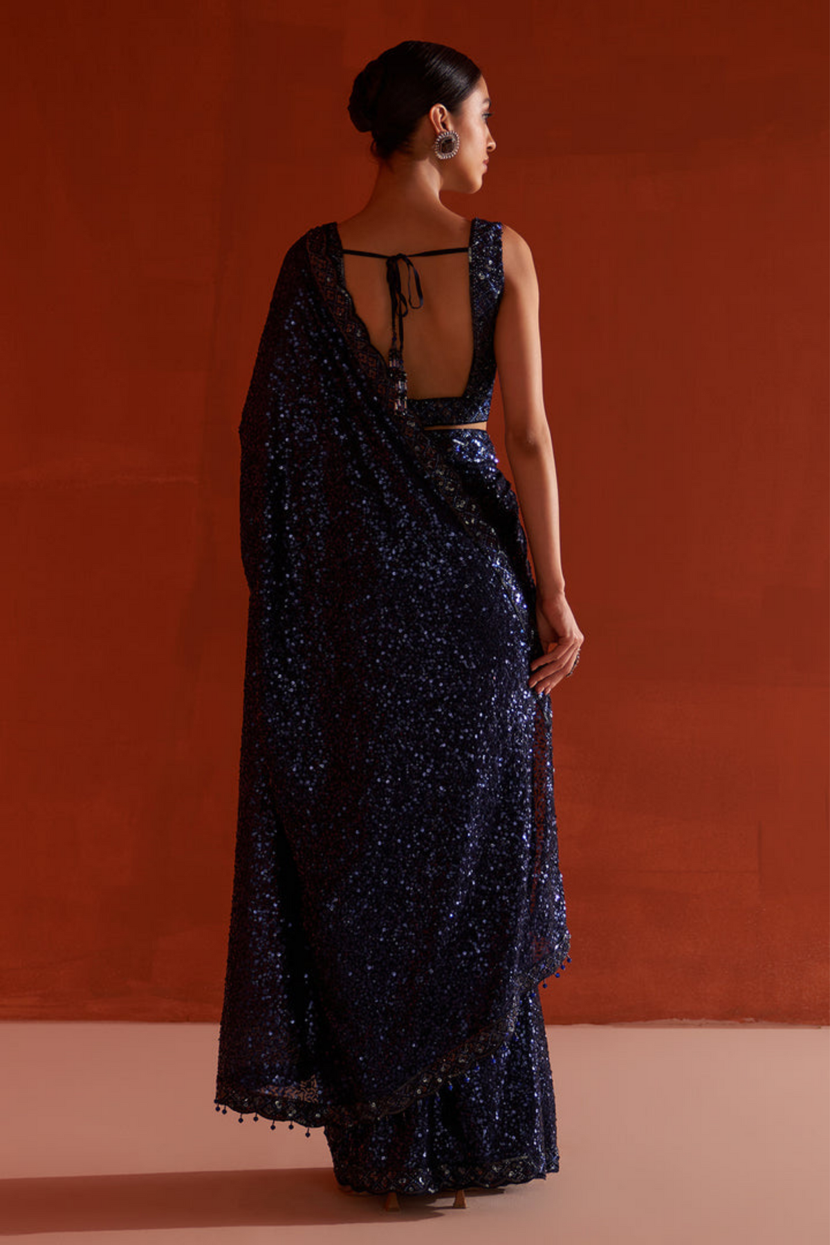 Midnight Blue Georgette Saree