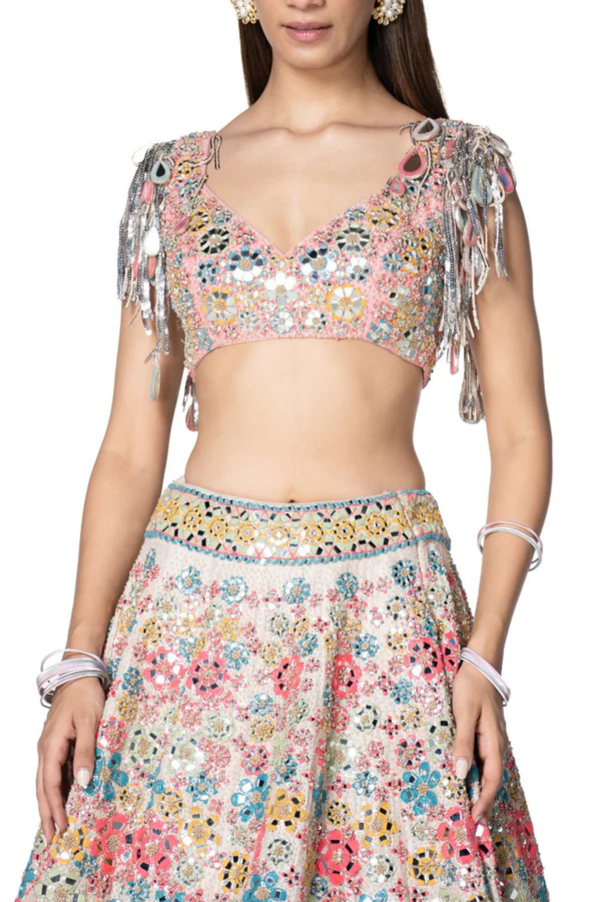 Multicoloured Floral Lehenga Set